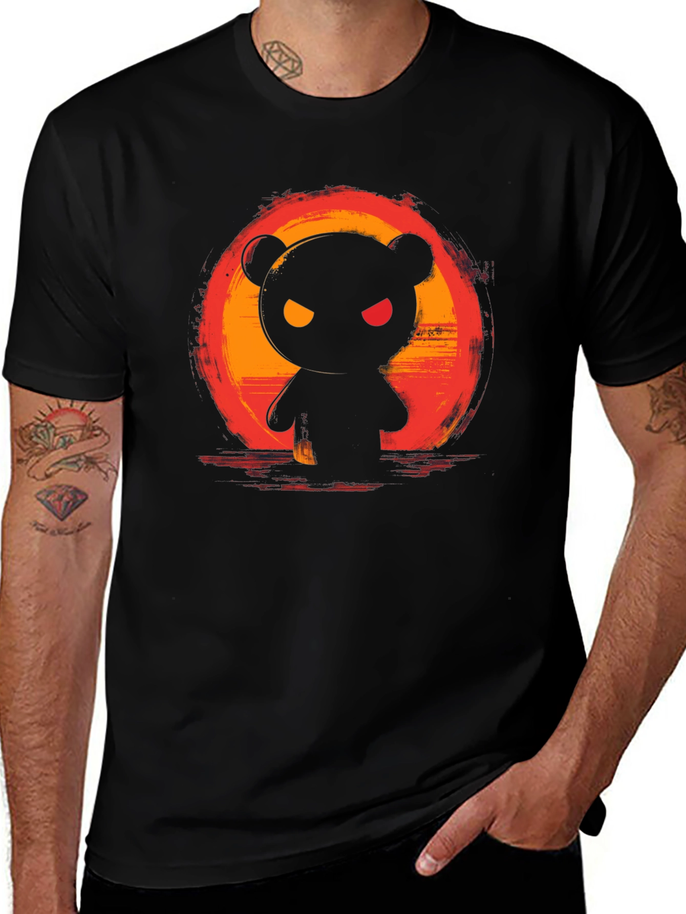 Variant 28 of Men's Black T-Shirt with Bear Graphic