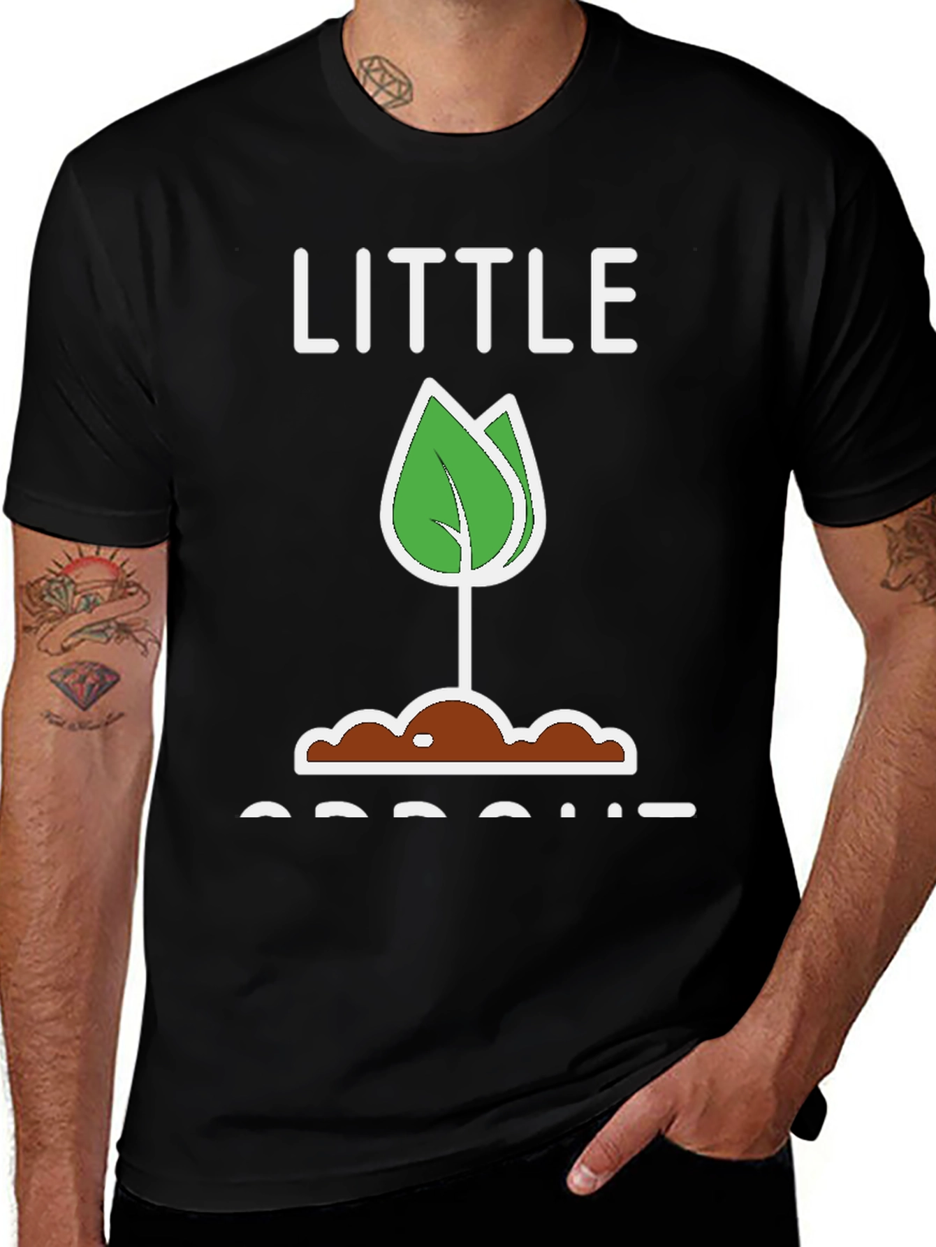 Variant 10 of Little Sprout Graphic Tee - Black Cotton Shirt