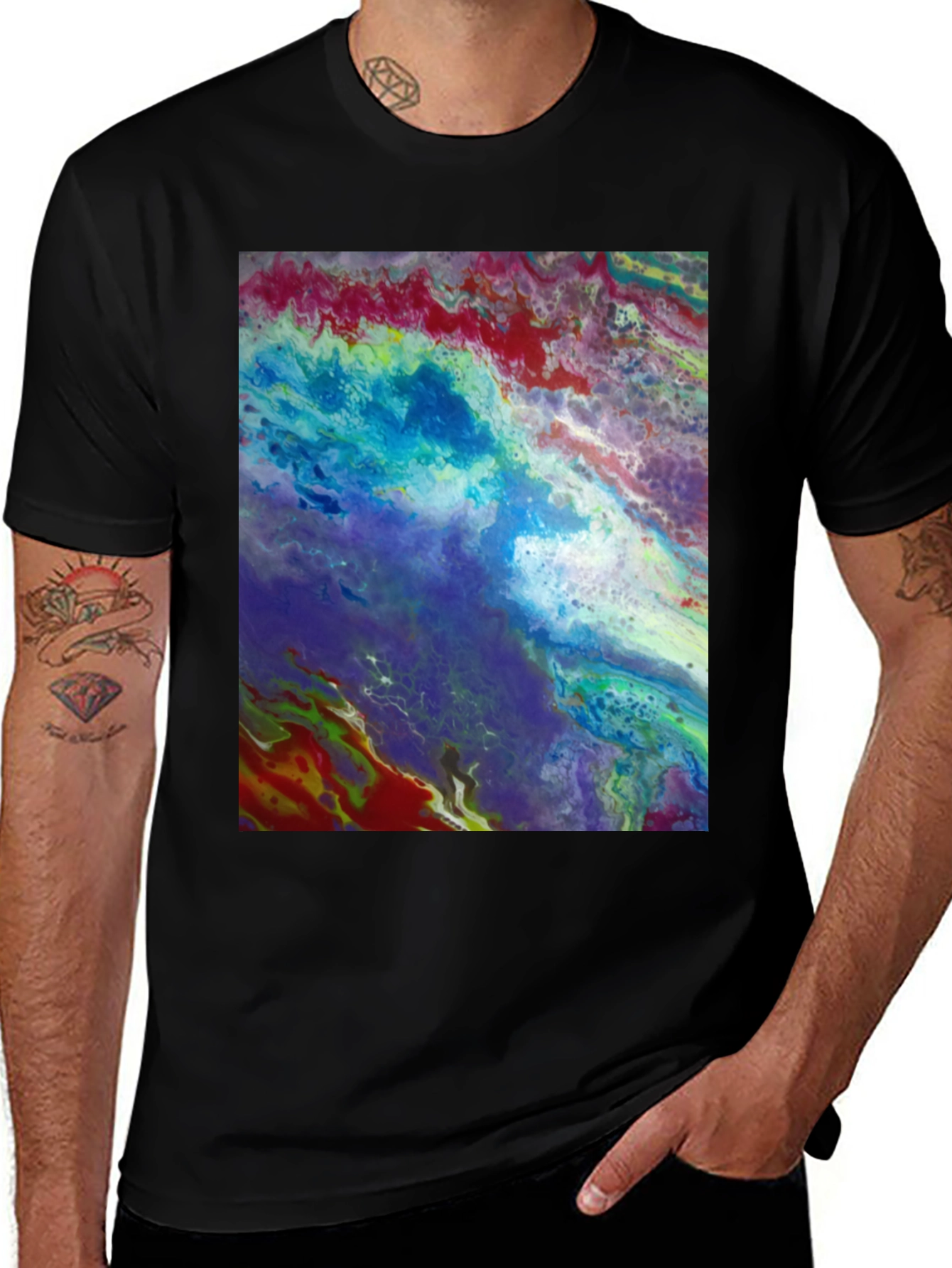Variant 24 of Abstract Art Graphic Tee - Black Cotton Blend