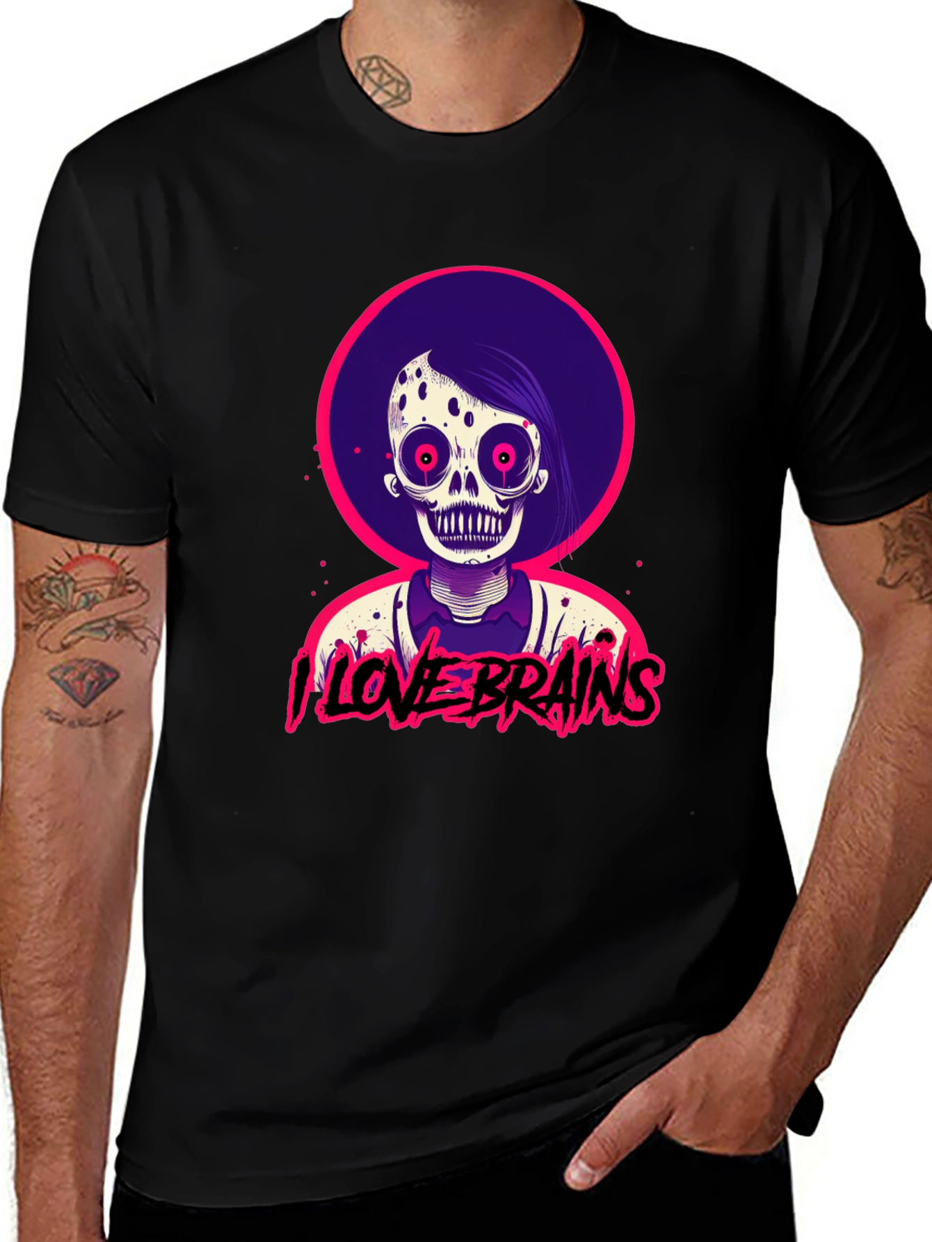 Variant 17 of I Love Brains Zombie T-Shirt - Halloween Tee