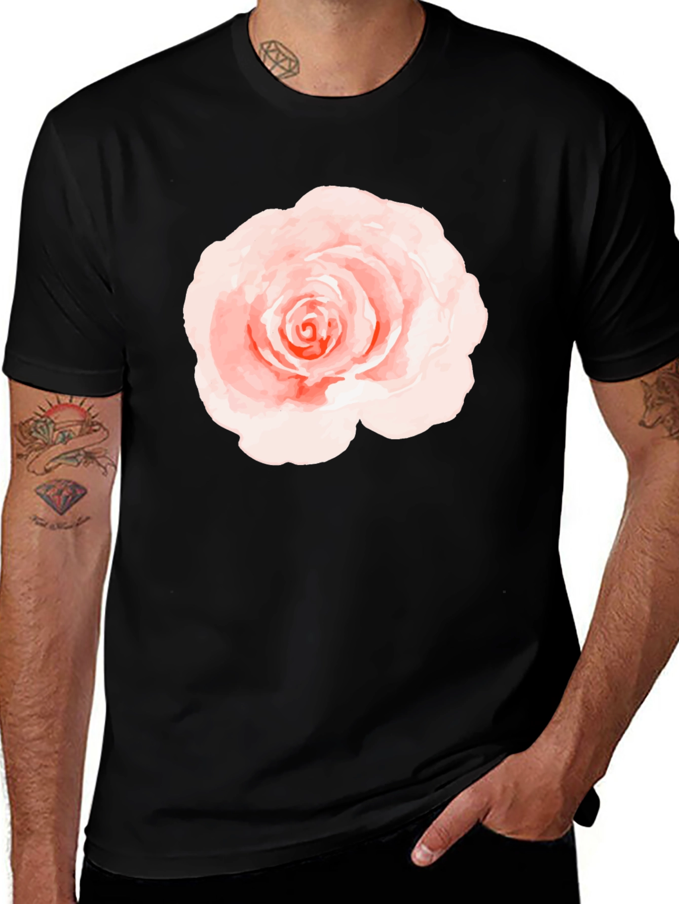 Variant 13 of Floral Rose Graphic Black T-Shirt