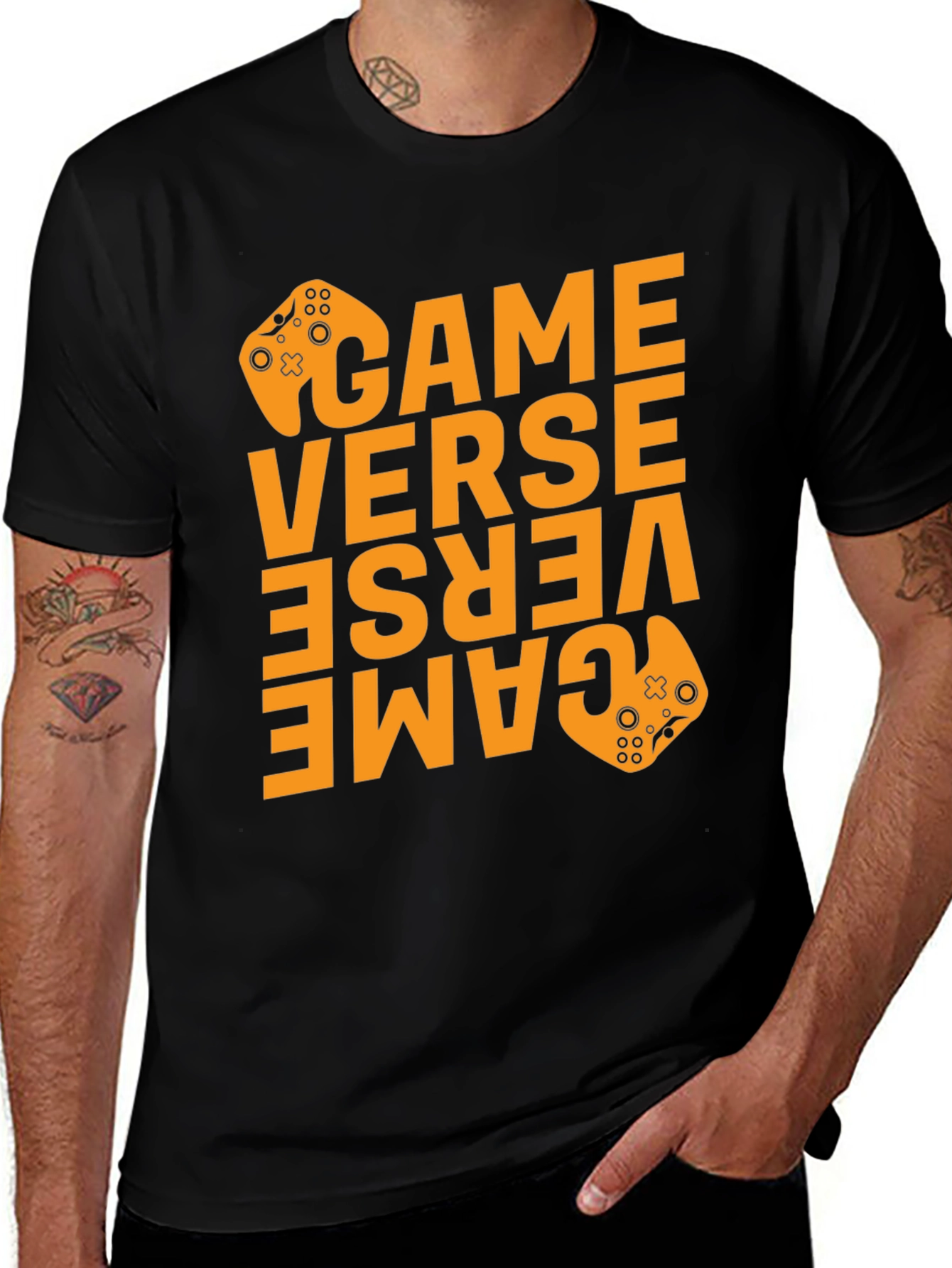 Variant 23 of Game Verse Graphic Print Black T-Shirt
