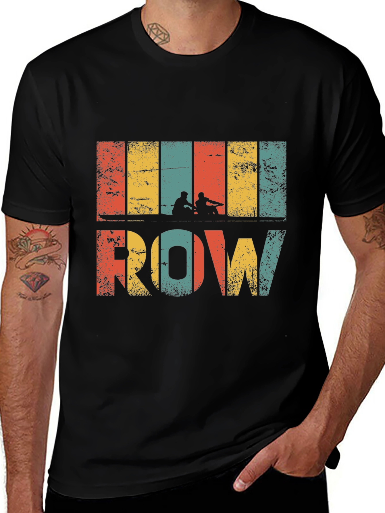 Variant 17 of Retro ROW T-Shirt - Vintage Rowing Design