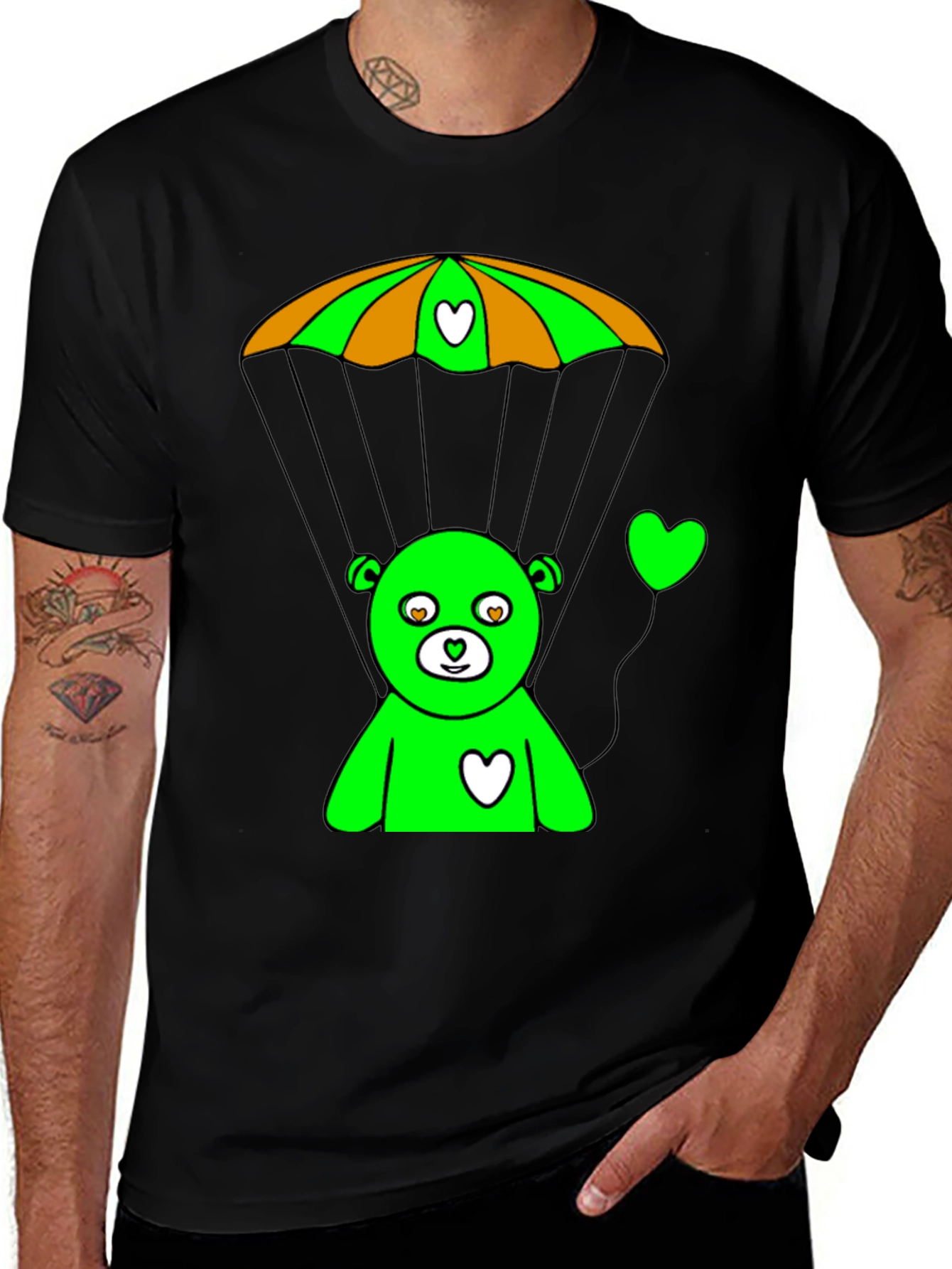 Variant 16 of Green Bear Parachute Graphic Tee