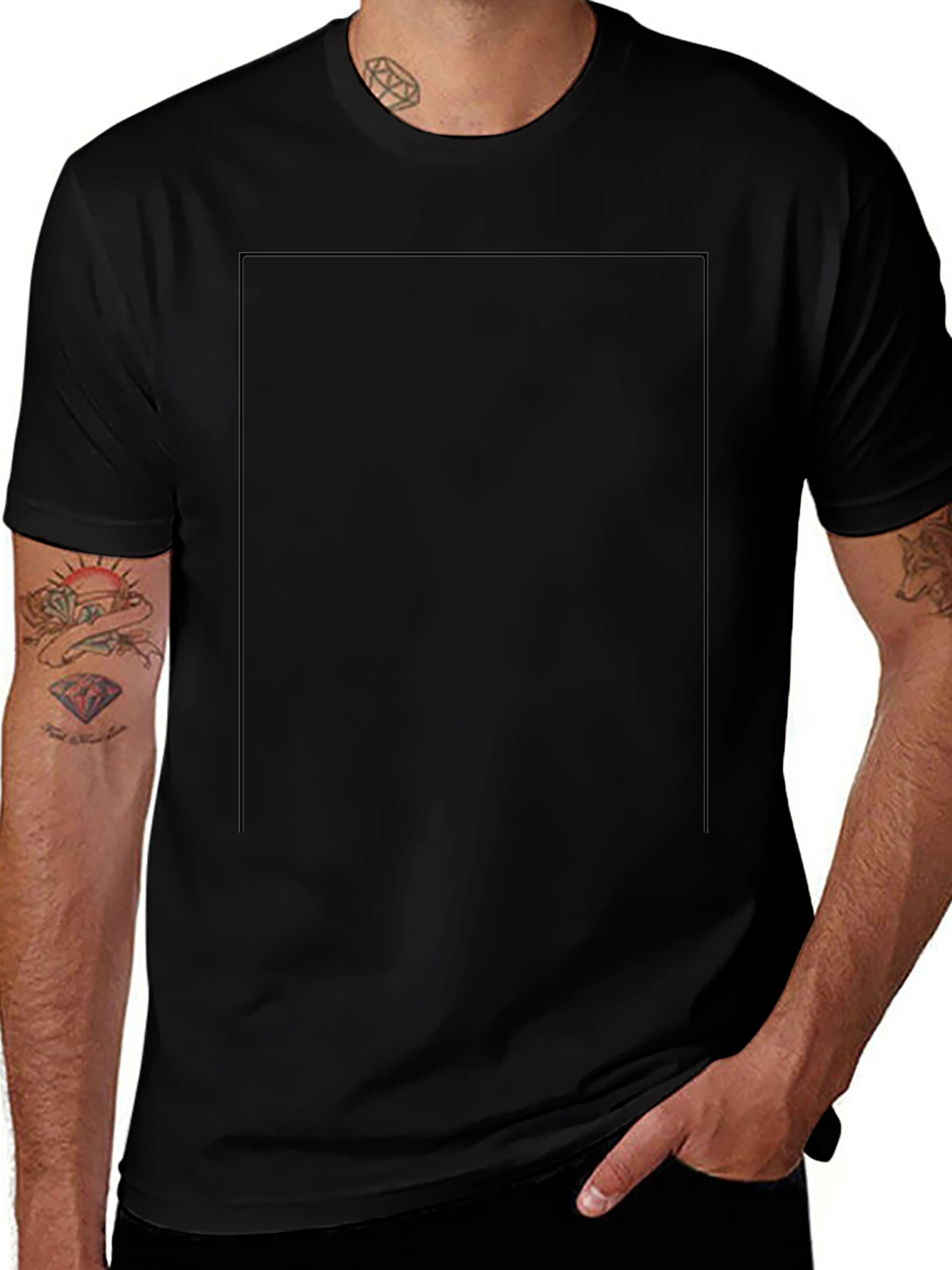 Variant 22 of Men's Solid Black Crew Neck T-Shirt