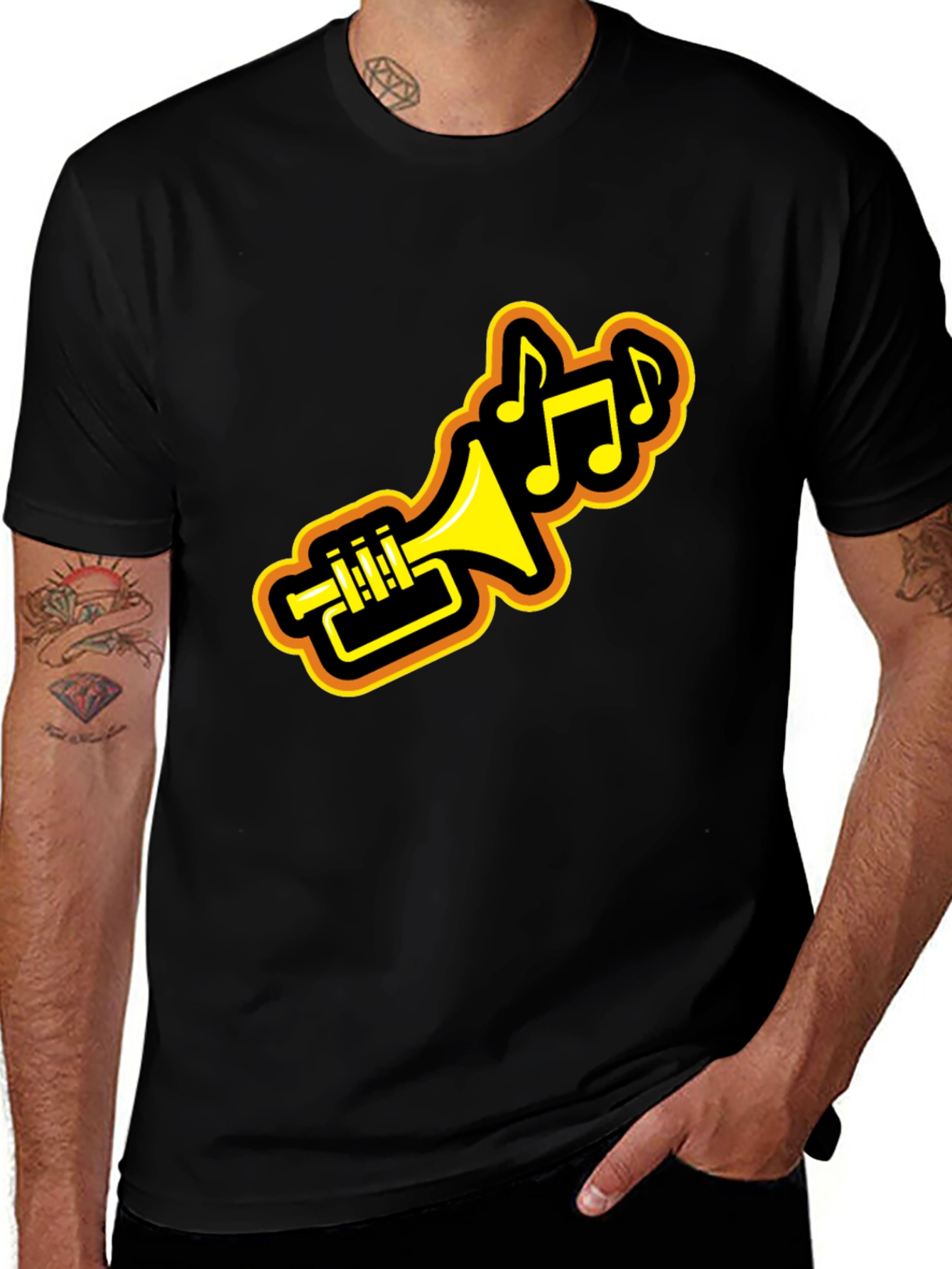 Variant 29 of Trumpet Music Notes Black Graphic Tee