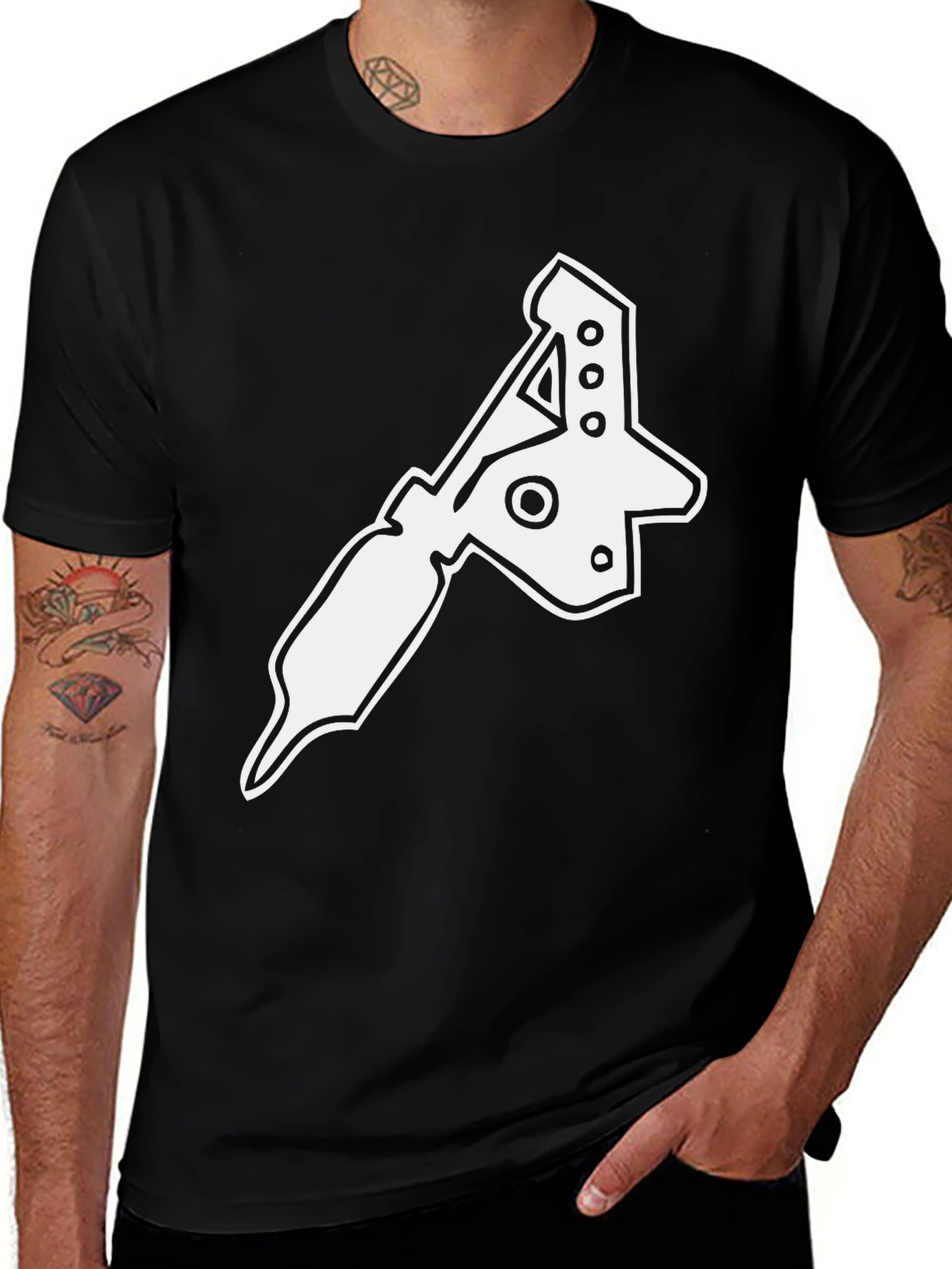 Black Tattoo Machine Graphic T-Shirt - Black Cotton Tee main image
