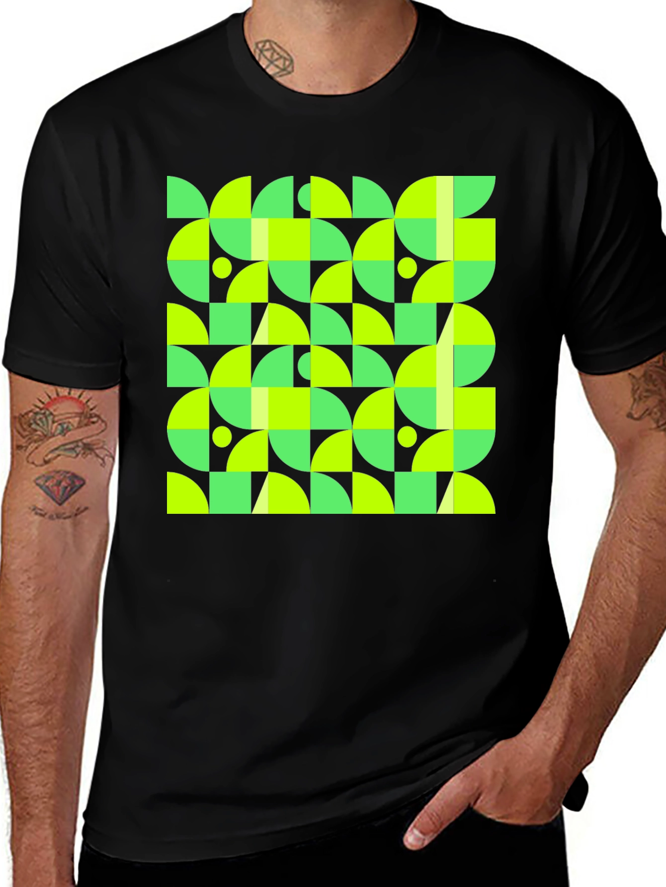 Variant 19 of Geometric Pattern Black T-Shirt