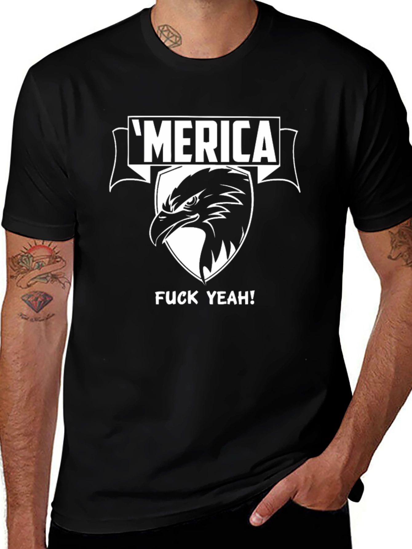 Merica Eagle Graphic T-Shirt - Patriotic Style
