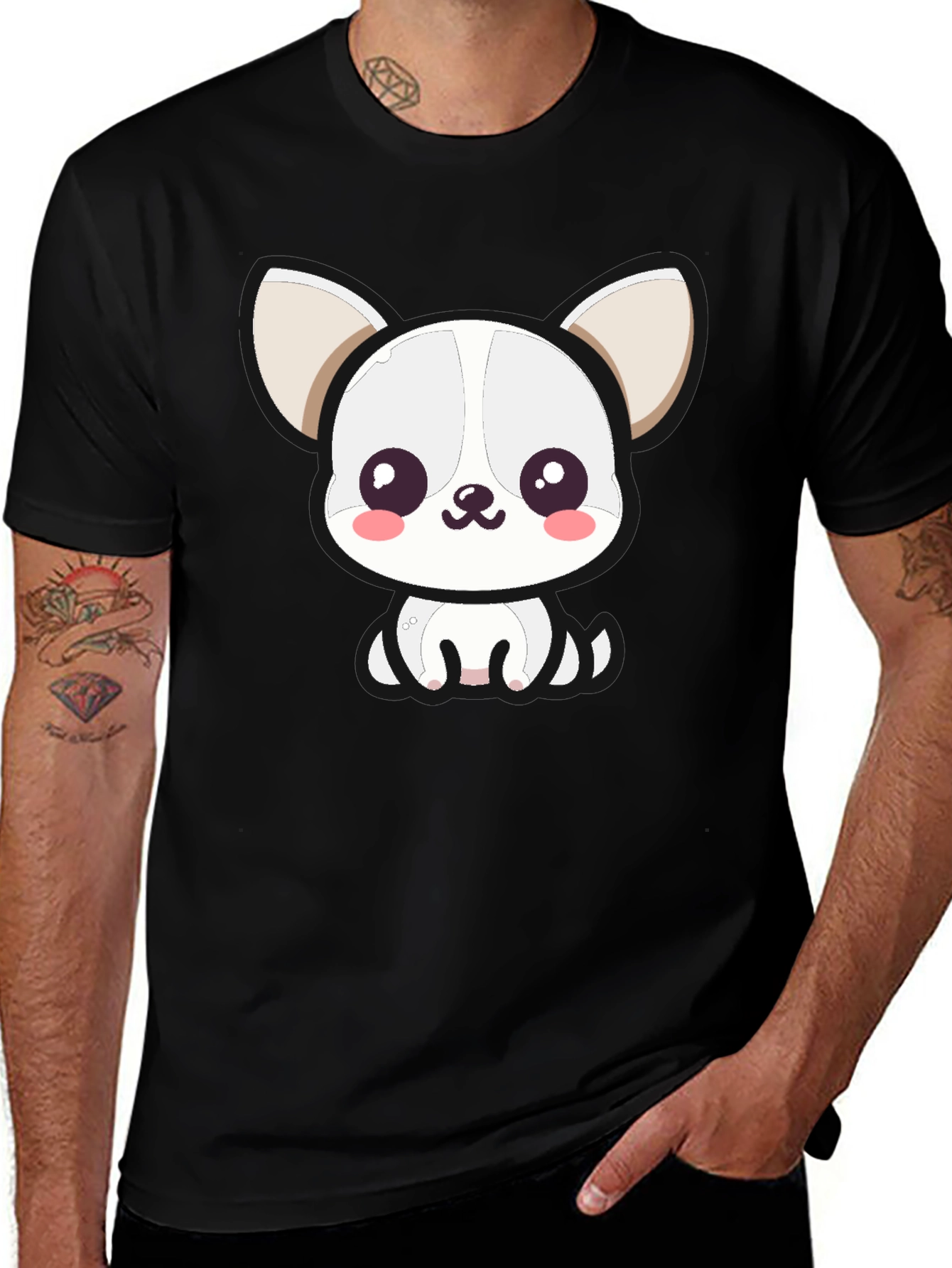 Variant 4 of Cute Cartoon Dog Graphic Tee - Black Unisex T-Shirt