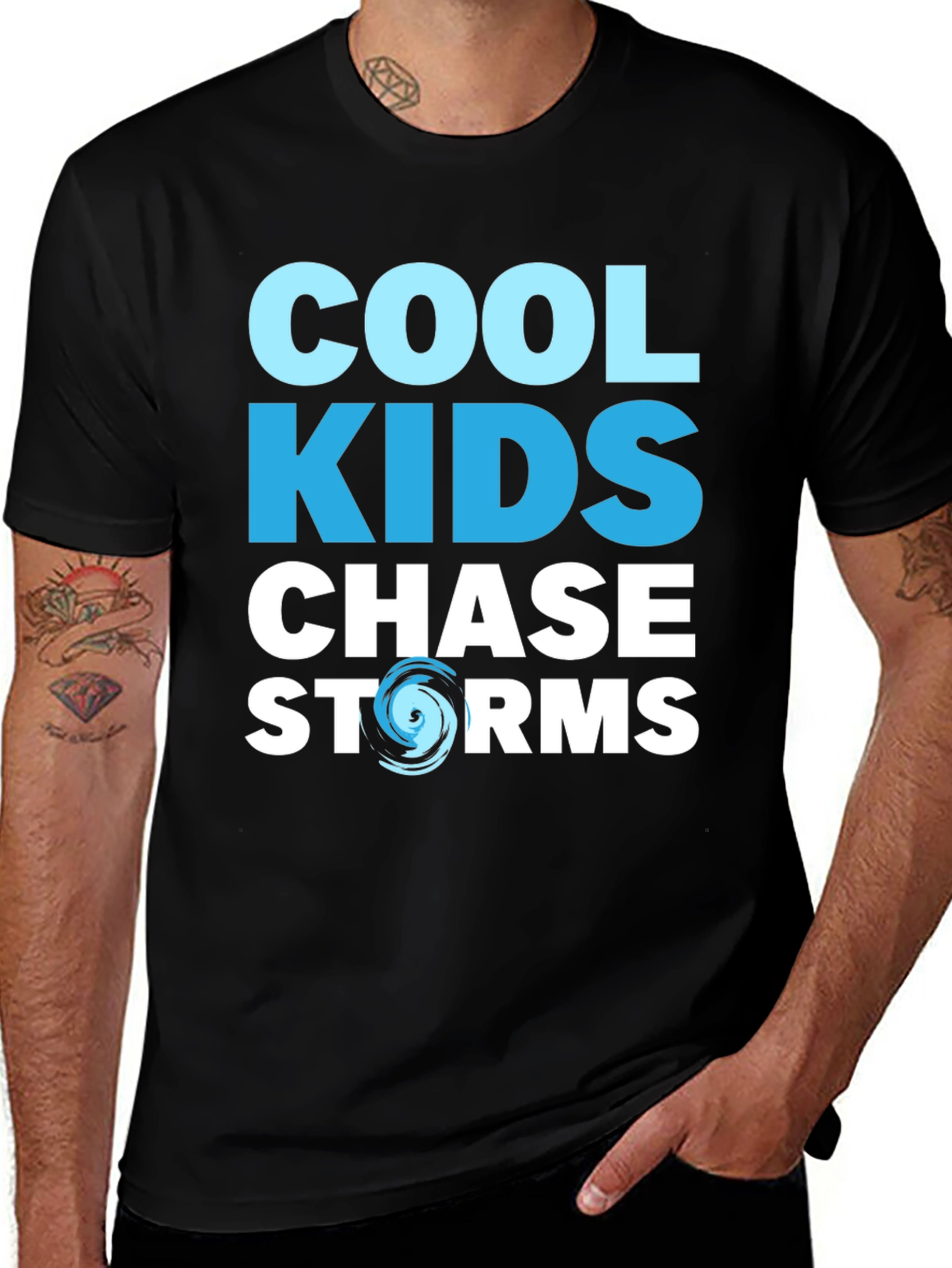Variant 3 of Cool Kids Chase Storms Graphic Tee - Black Cotton T-Shirt