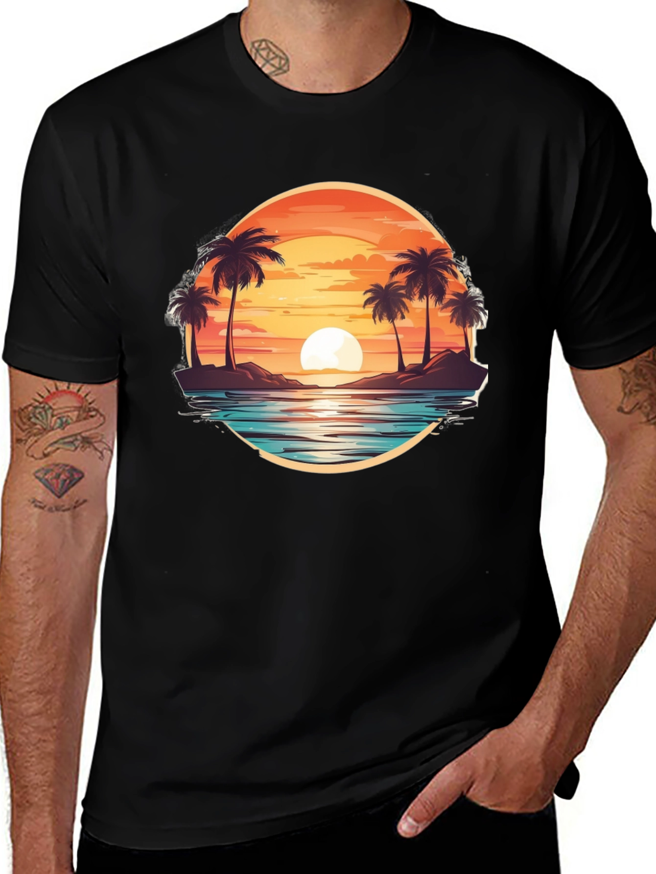 Variant 25 of Sunset Palm Tee - Island Vibes