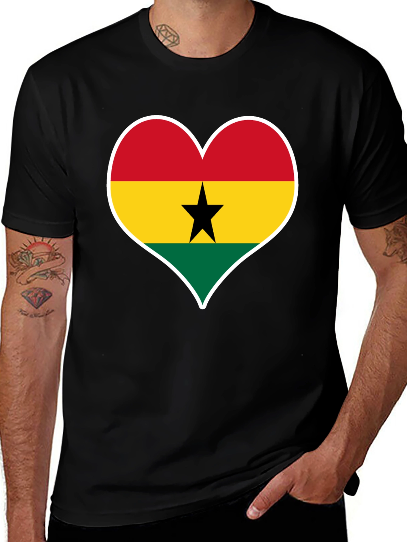 Ghana Flag Heart T-Shirt - Show Your Pride!