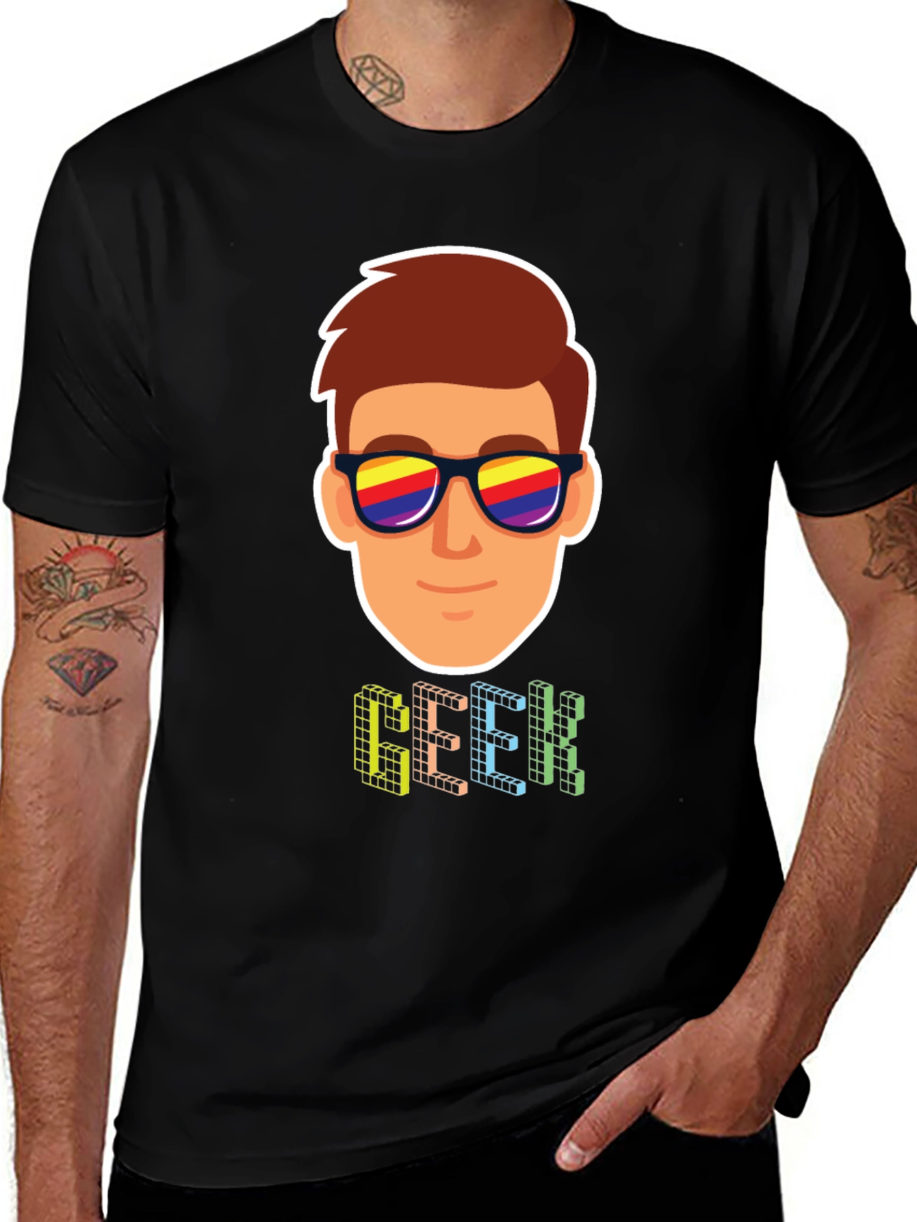 Variant 10 of Geek T-Shirt with Cartoon Character in Sunglasses