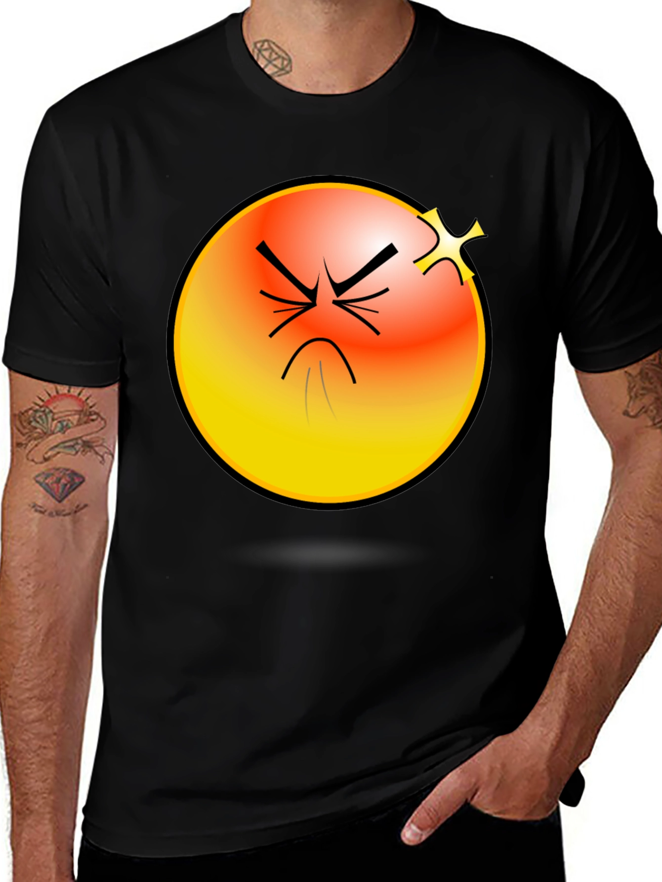 Variant 22 of Angry Emoji Graphic Tee - Black Casual Shirt