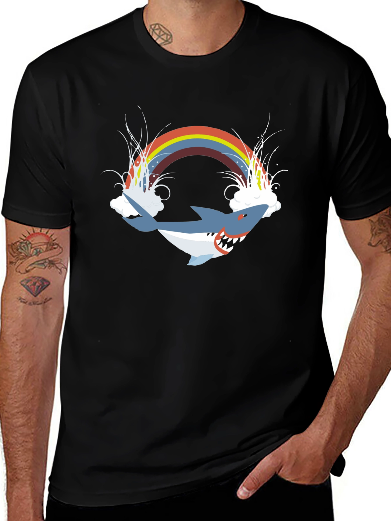 Variant 13 of Rainbow Shark Graphic Print Tee