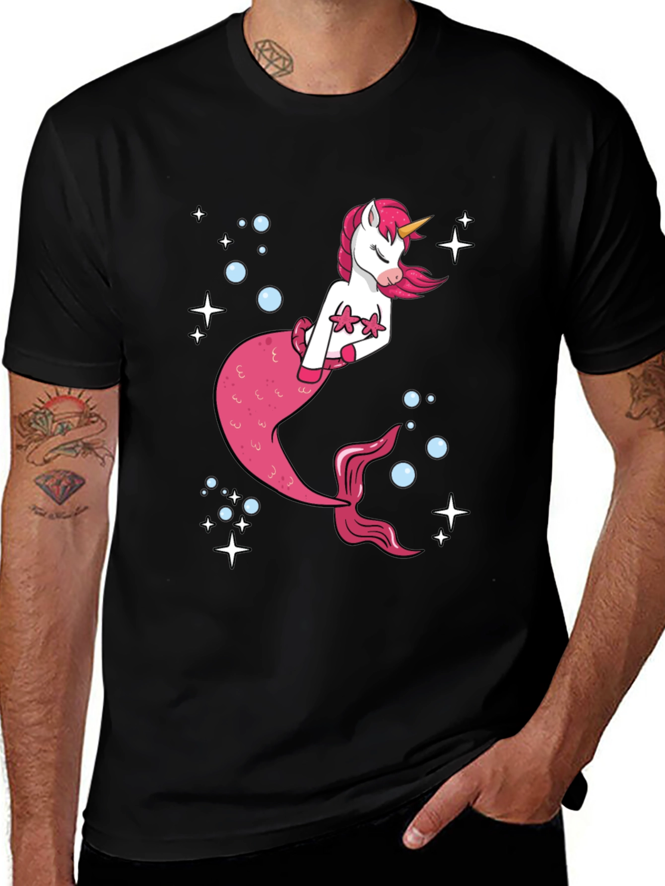 Variant 19 of Unicorn Mermaid Graphic Tee - Fantasy Creature Shirt