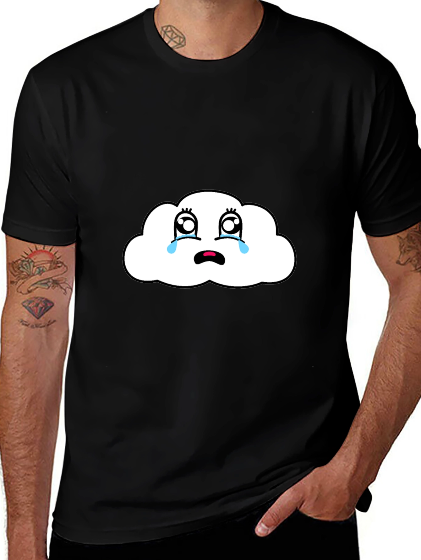 Variant 3 of Sad Cloud Graphic Tee - Black Comfort Fit T-Shirt