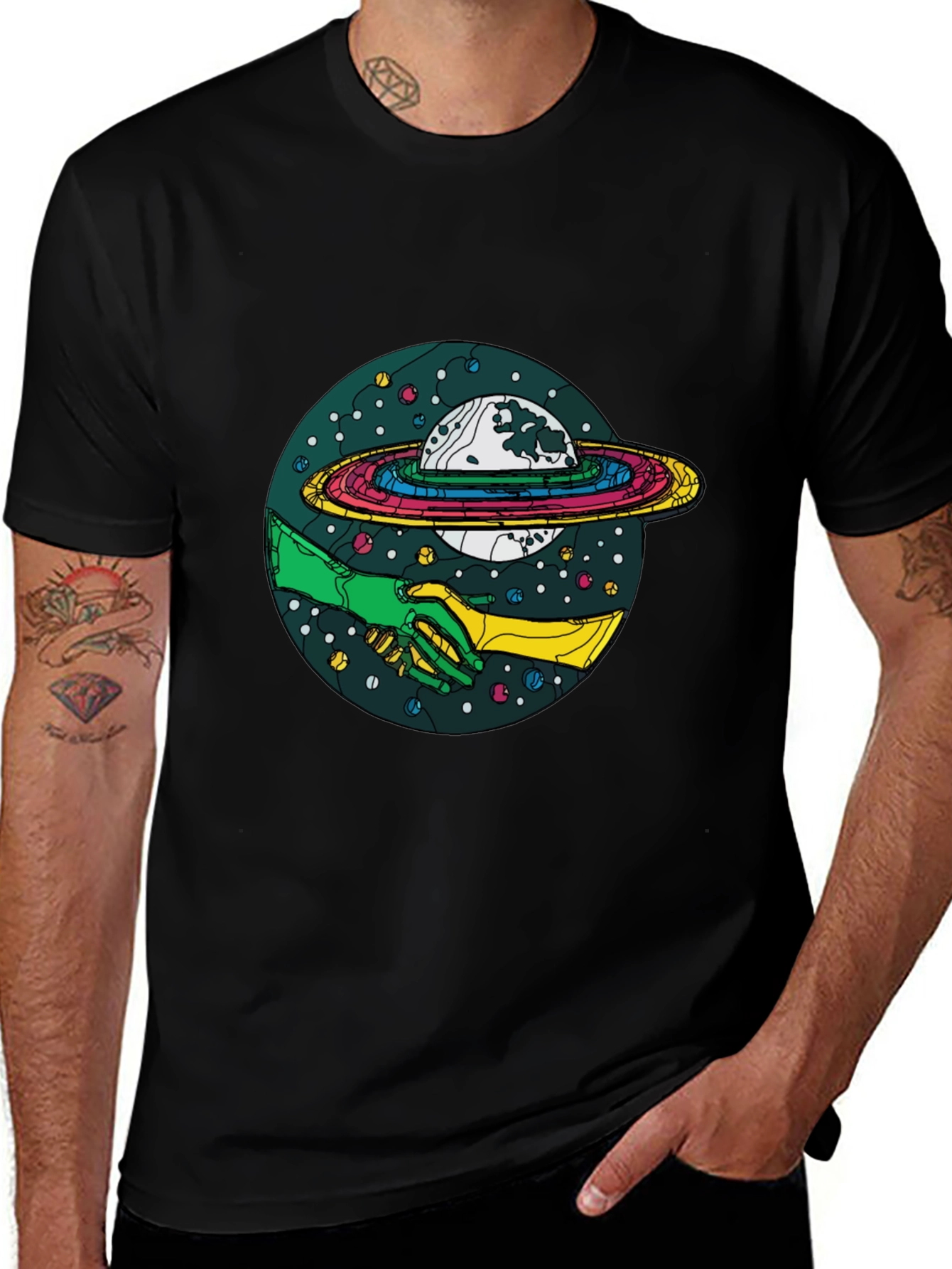 Variant 10 of Cosmic Handshake Graphic Tee - Black