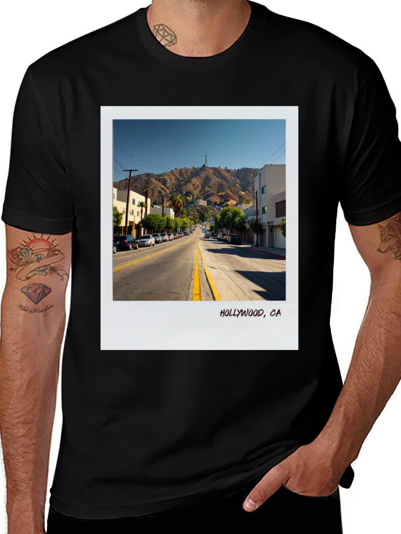 Hollywood CA Street Scene Graphic Tee