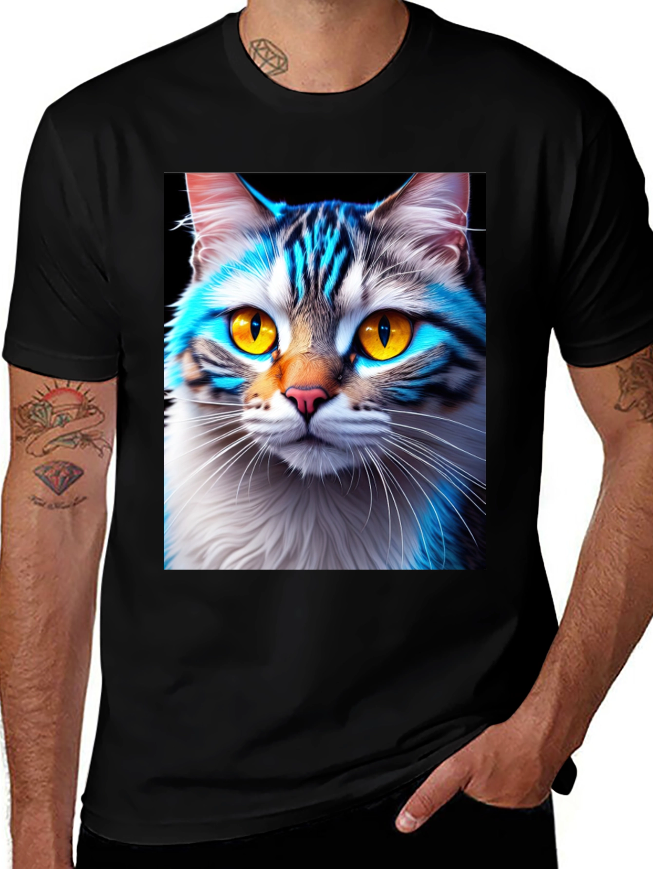 Variant 29 of Cool Cat Graphic Tee - Stylish Animal Print Shirt