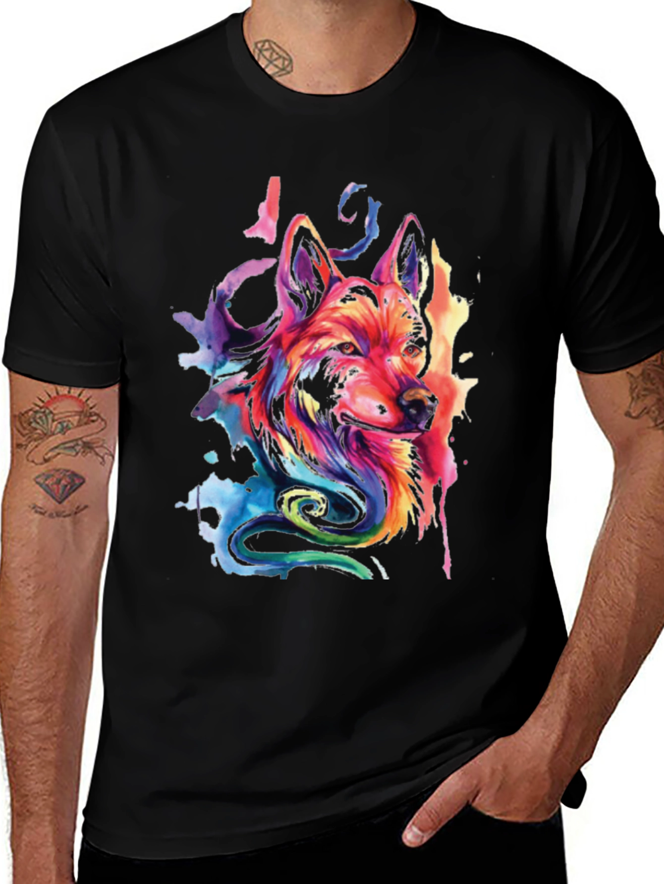 Variant 26 of Vibrant Watercolor Wolf Graphic T-Shirt