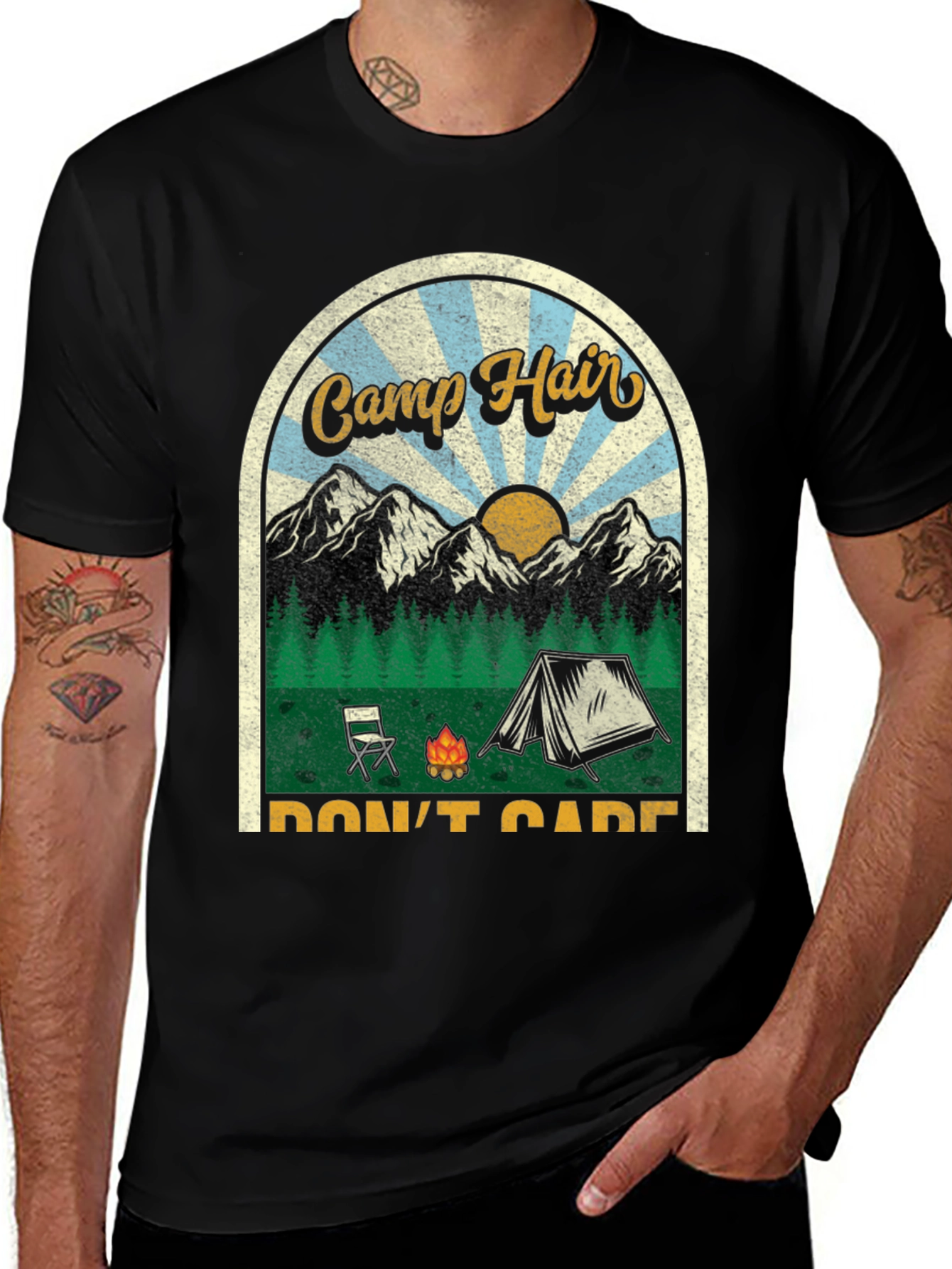 Variant 26 of Camp Hair Don't Care T-Shirt - Camping Adventure Tee