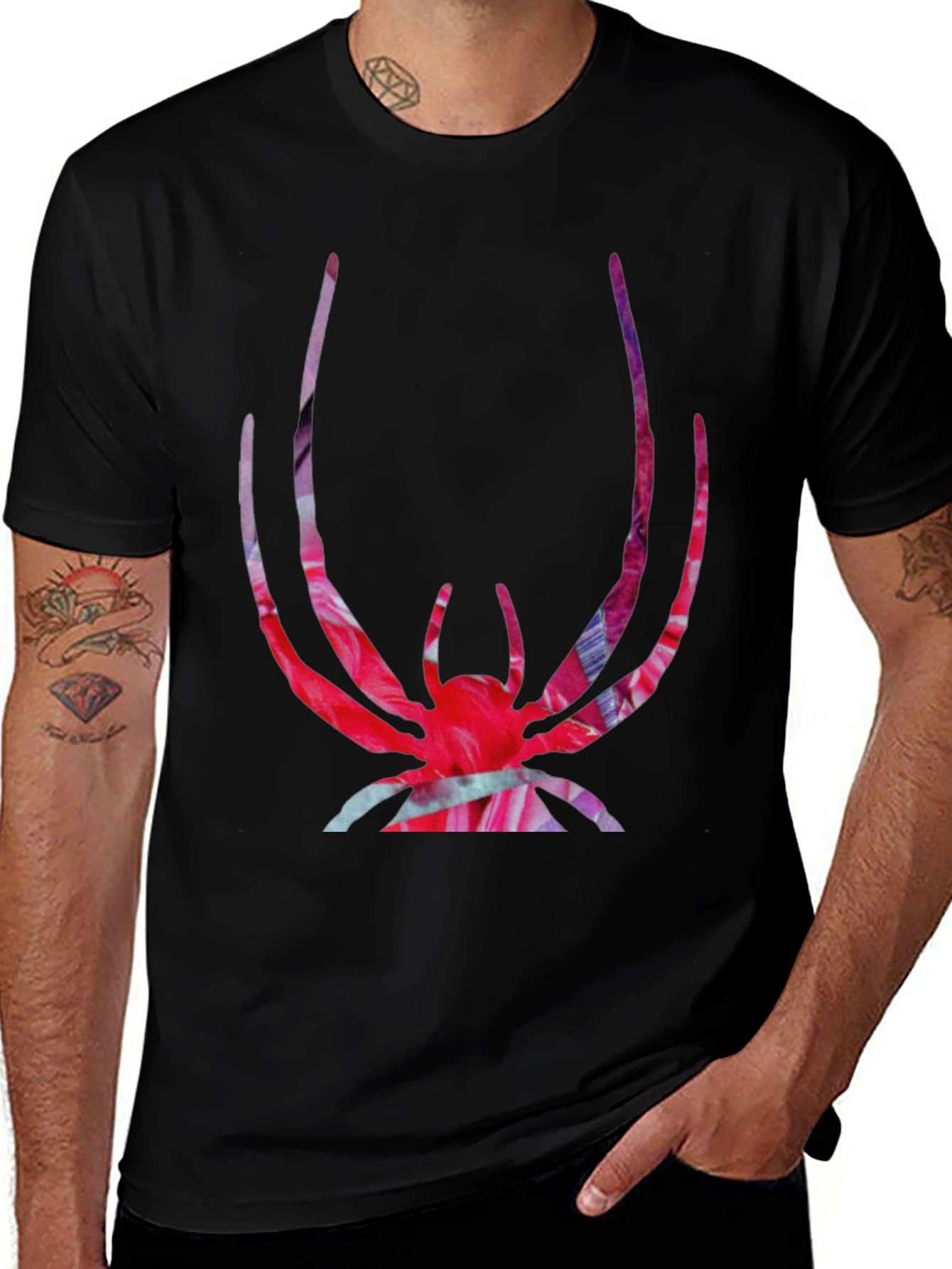 Variant 7 of Bold Spider Graphic Tee - Vivid Print on Black