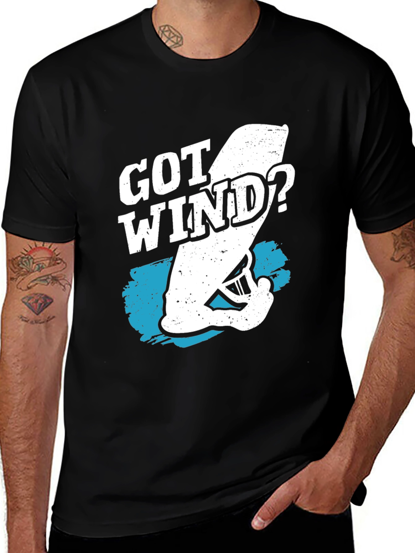 Got Wind? Black T-Shirt Windsurfing Graphic Tee