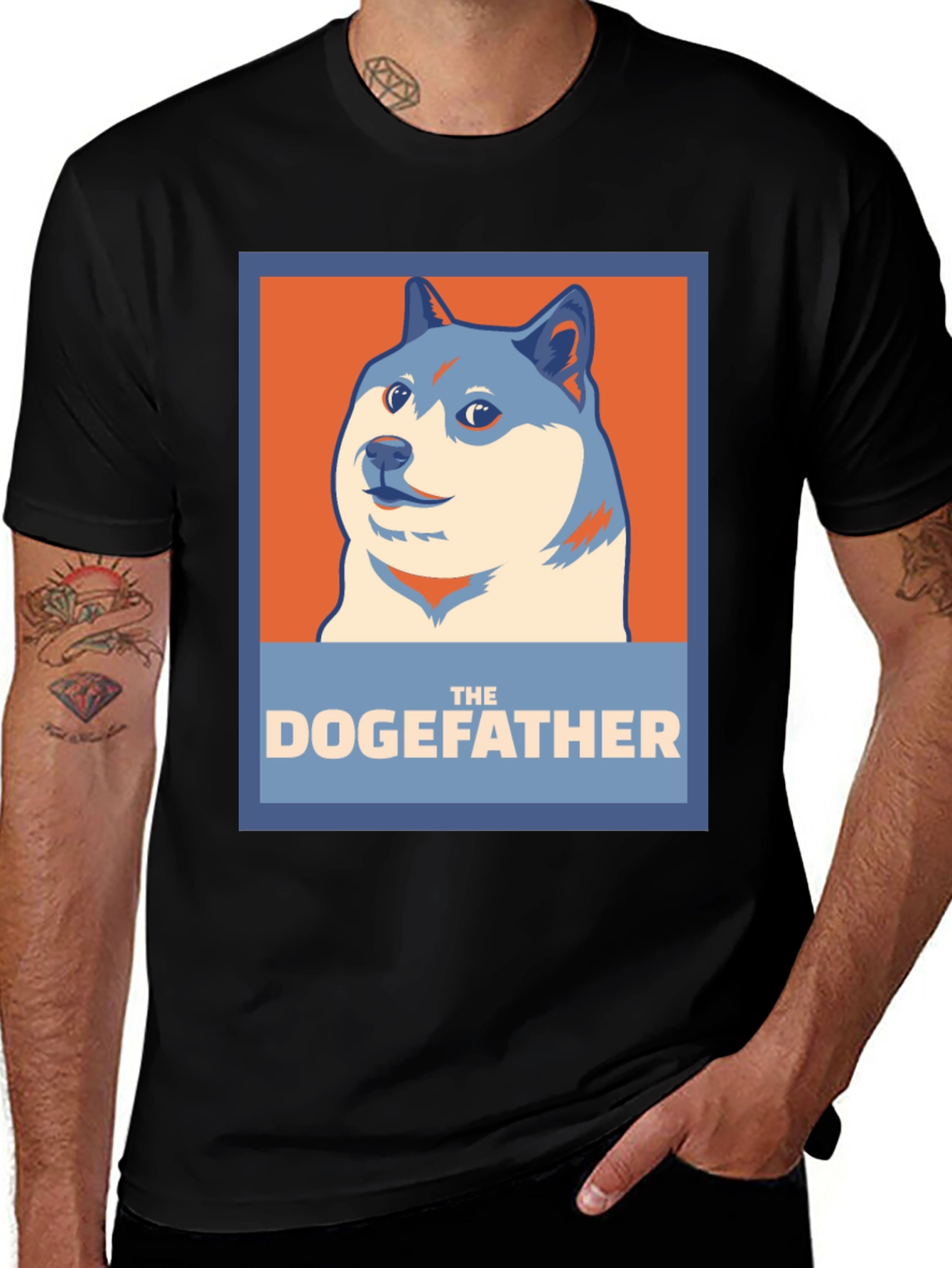 Black The Dogefather T-Shirt - Meme Humor Graphic Tee main image