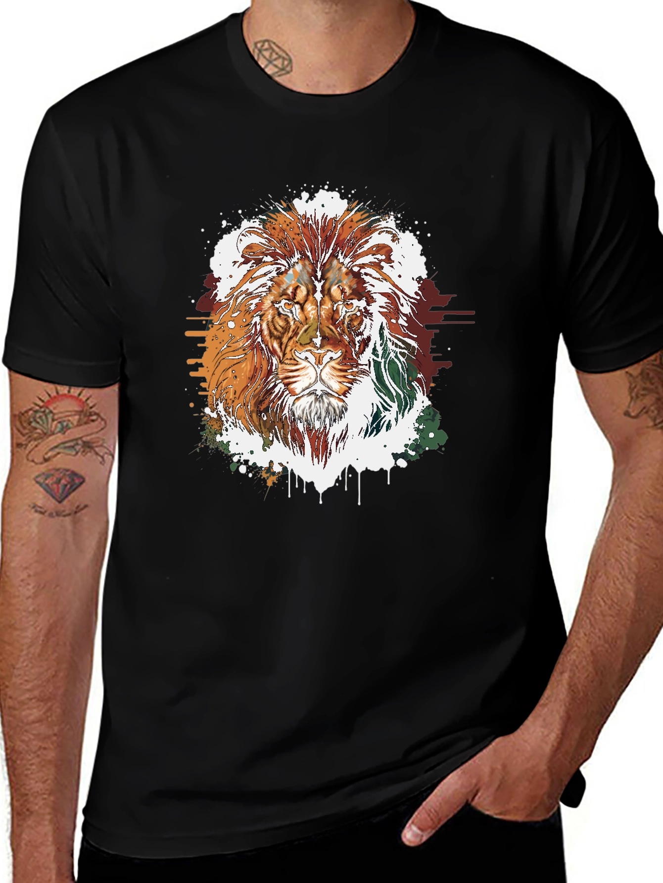 Variant 18 of Lion Graphic Tee - Stylish Men's Black T-Shirt