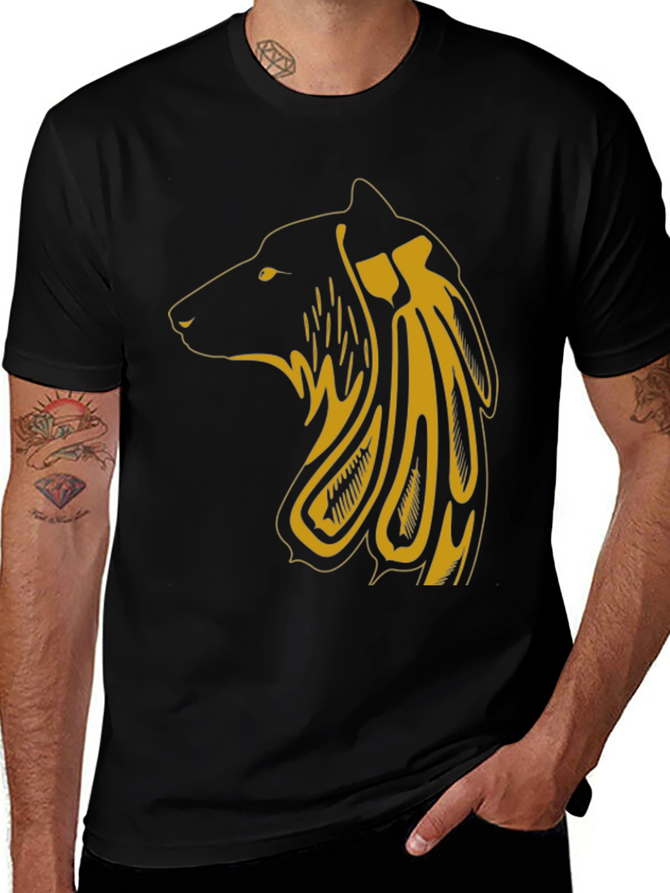 Variant 20 of Black T-Shirt with Abstract Bear Graphic