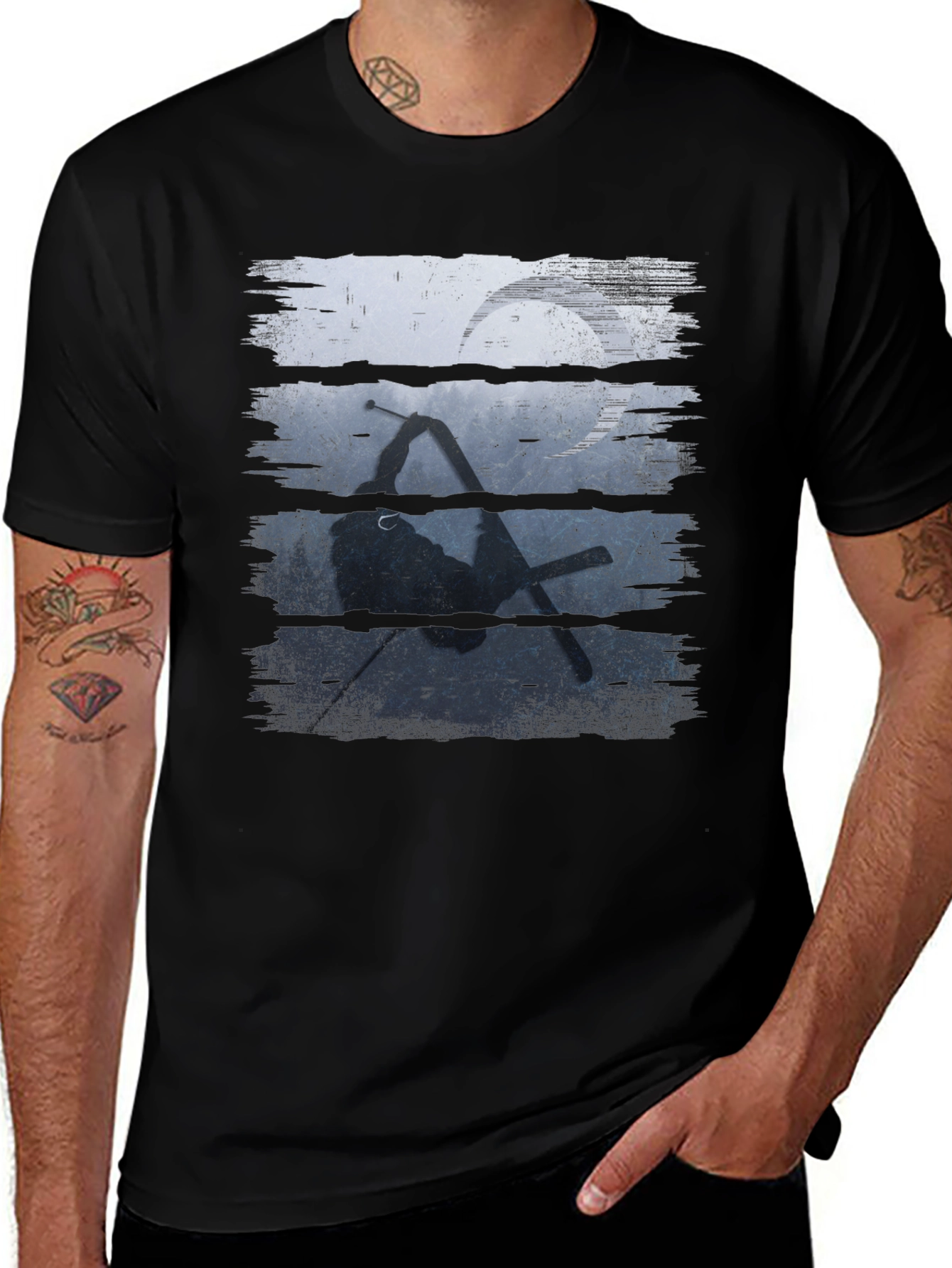 Variant 2 of Skiing Silhouette Graphic Tee - Sporty Black T-Shirt