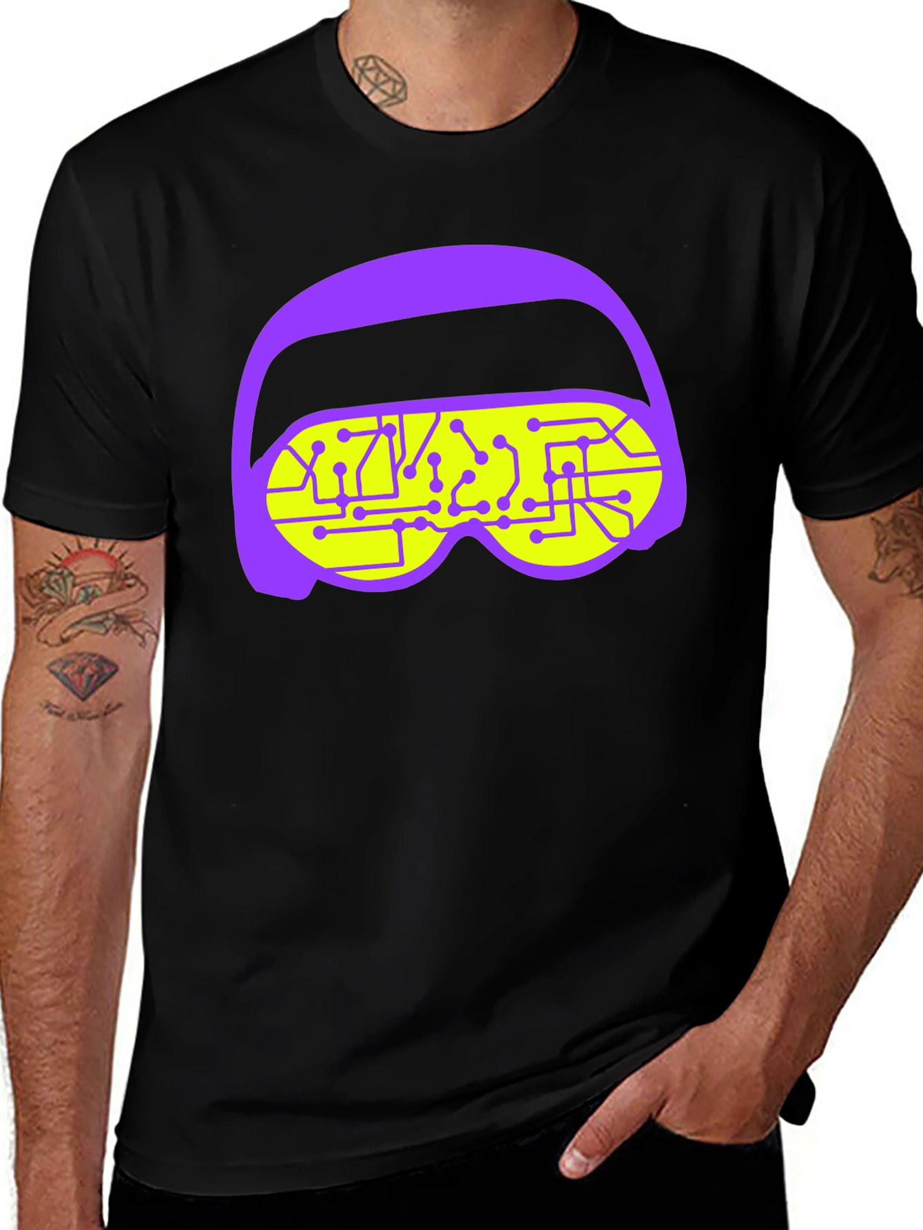 VR Glasses Graphic Tee - Black Cotton T-Shirt