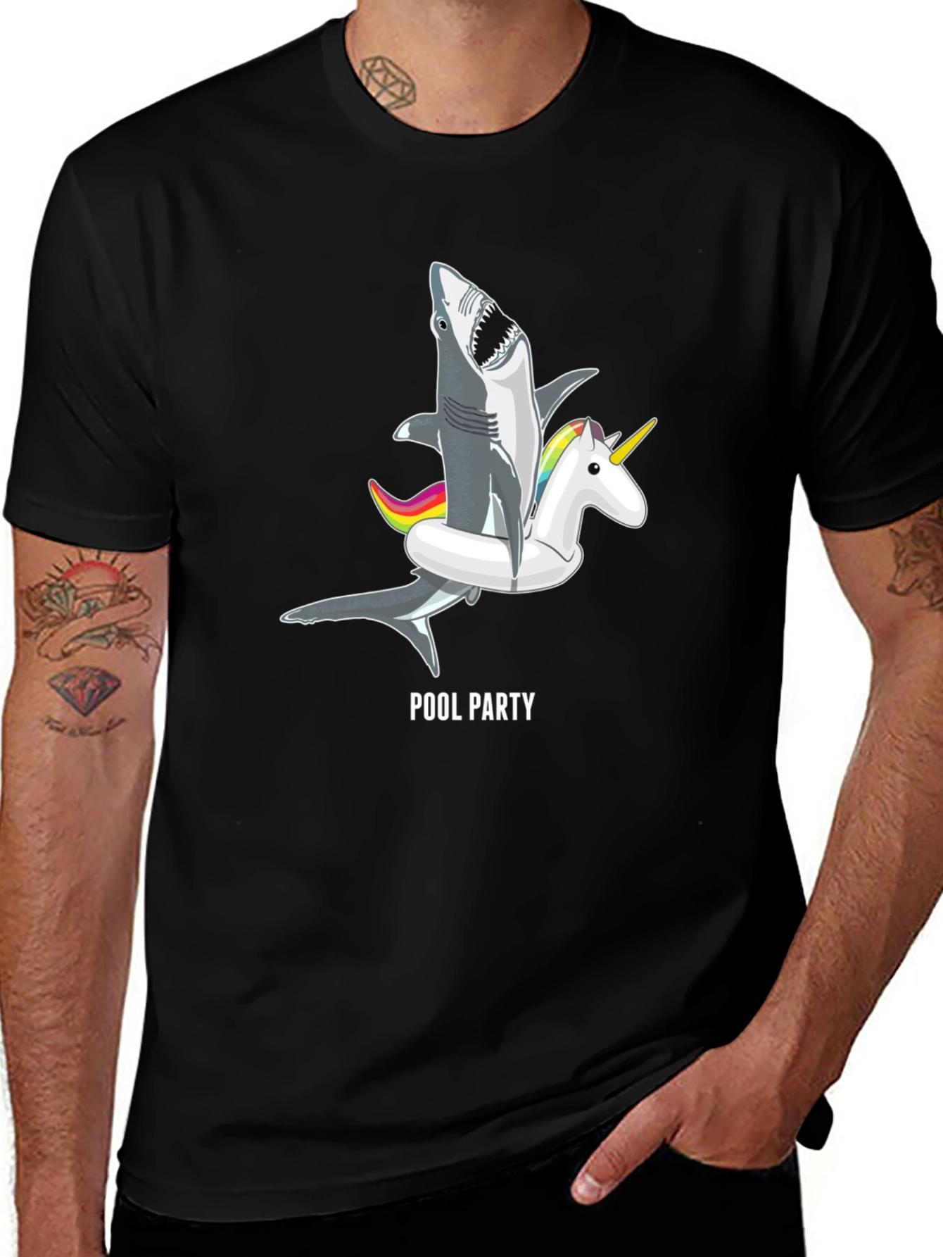Pool Party Shark Unicorn Graphic Tee