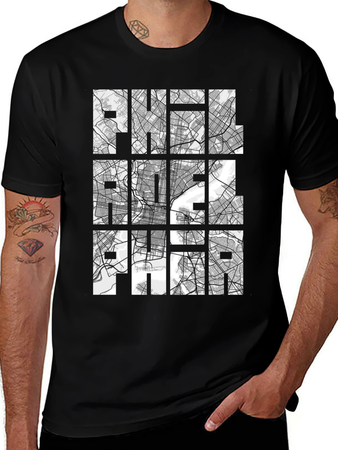 Variant 11 of Philadelphia City Map Graphic Print T-Shirt