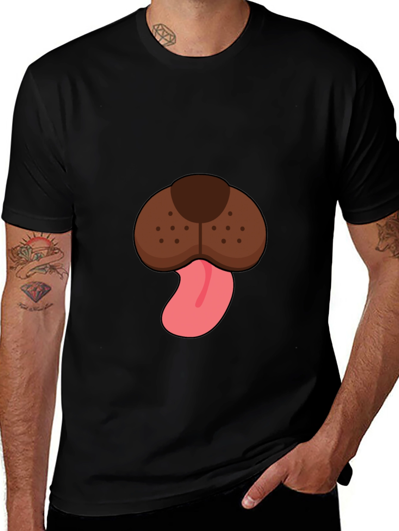 Variant 15 of Dog Face Graphic Tee - Men's Black T-Shirt