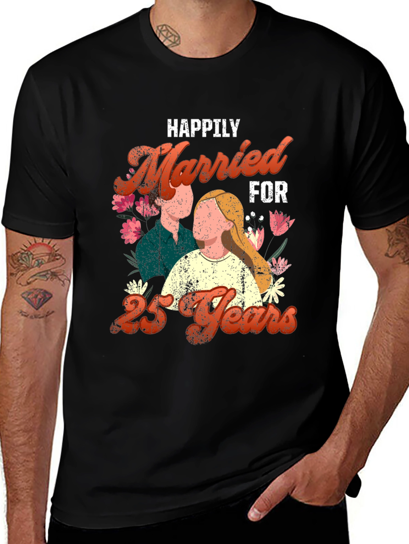 Variant 2 of Happily Married for 25 Years Anniversary T-Shirt