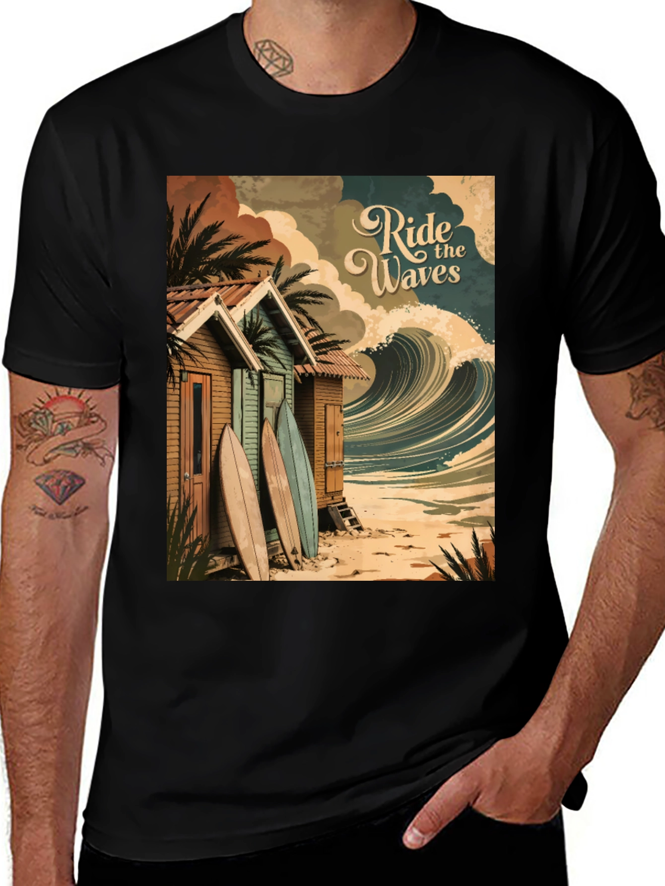 Variant 11 of Ride the Waves Graphic Tee - Surf Shack T-Shirt