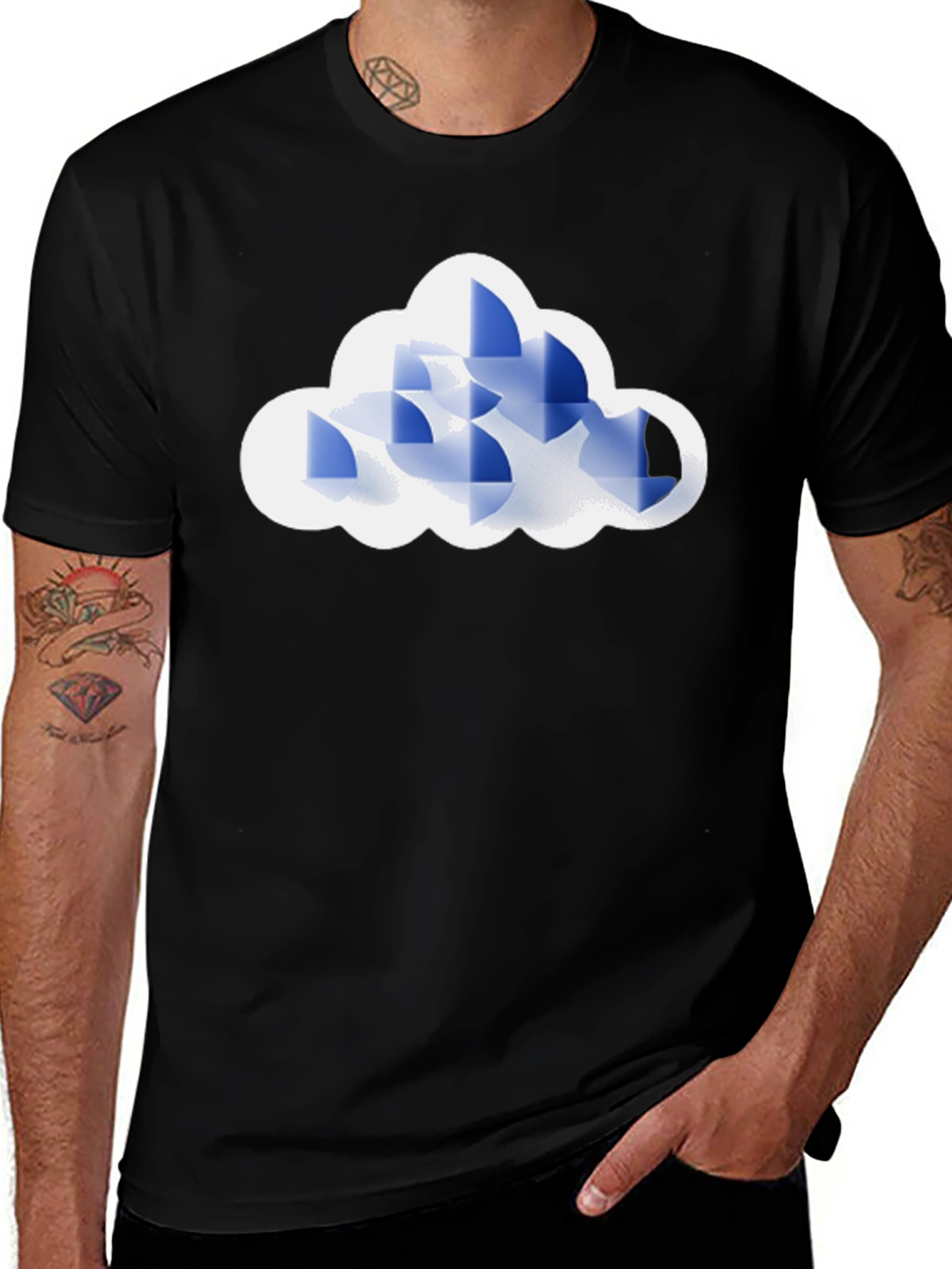 Variant 22 of Abstract Cloud Graphic Tee - Modern Black T-Shirt