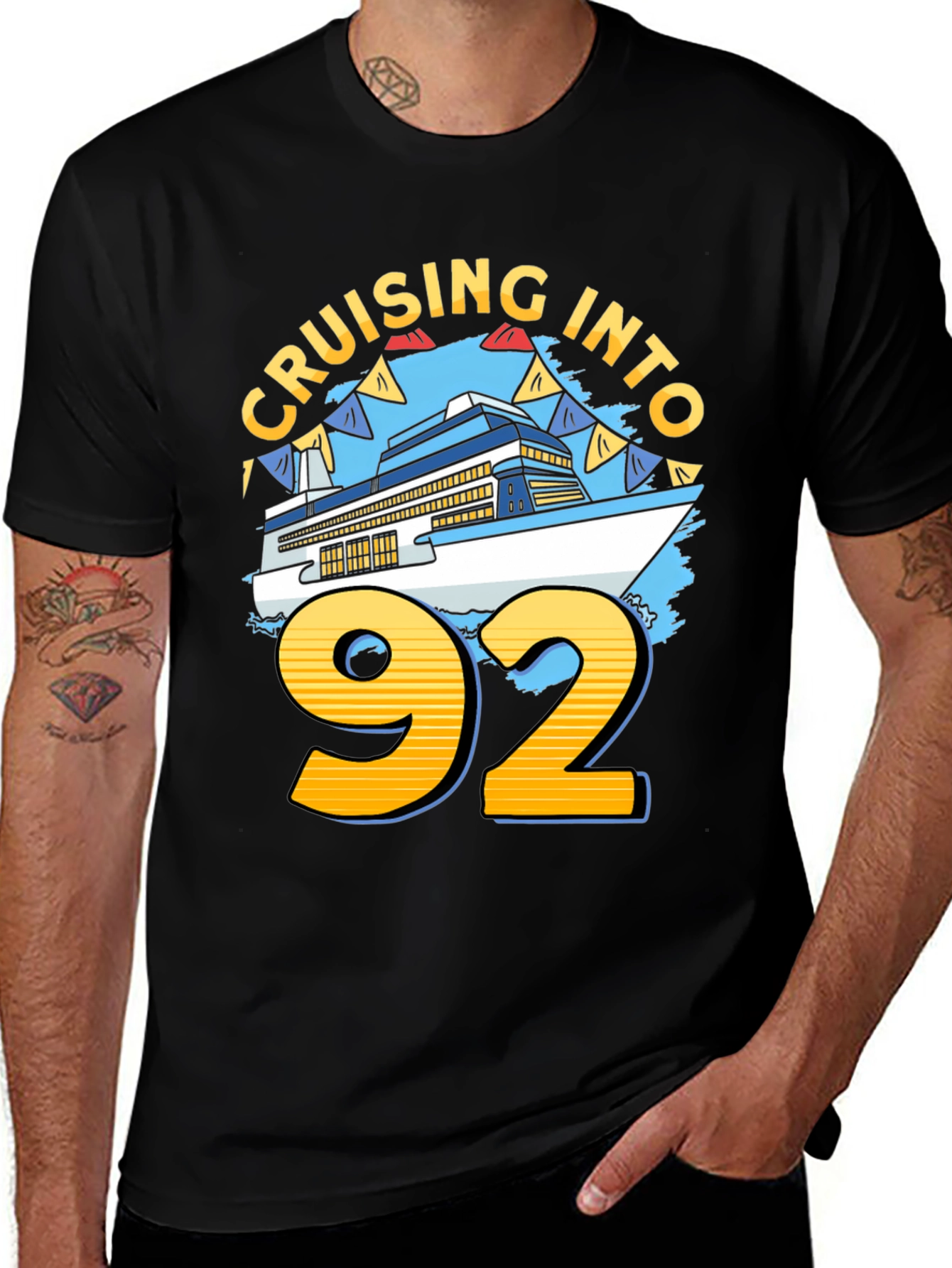 Variant 13 of Cruising Into 92 Birthday Cruise Ship T-Shirt