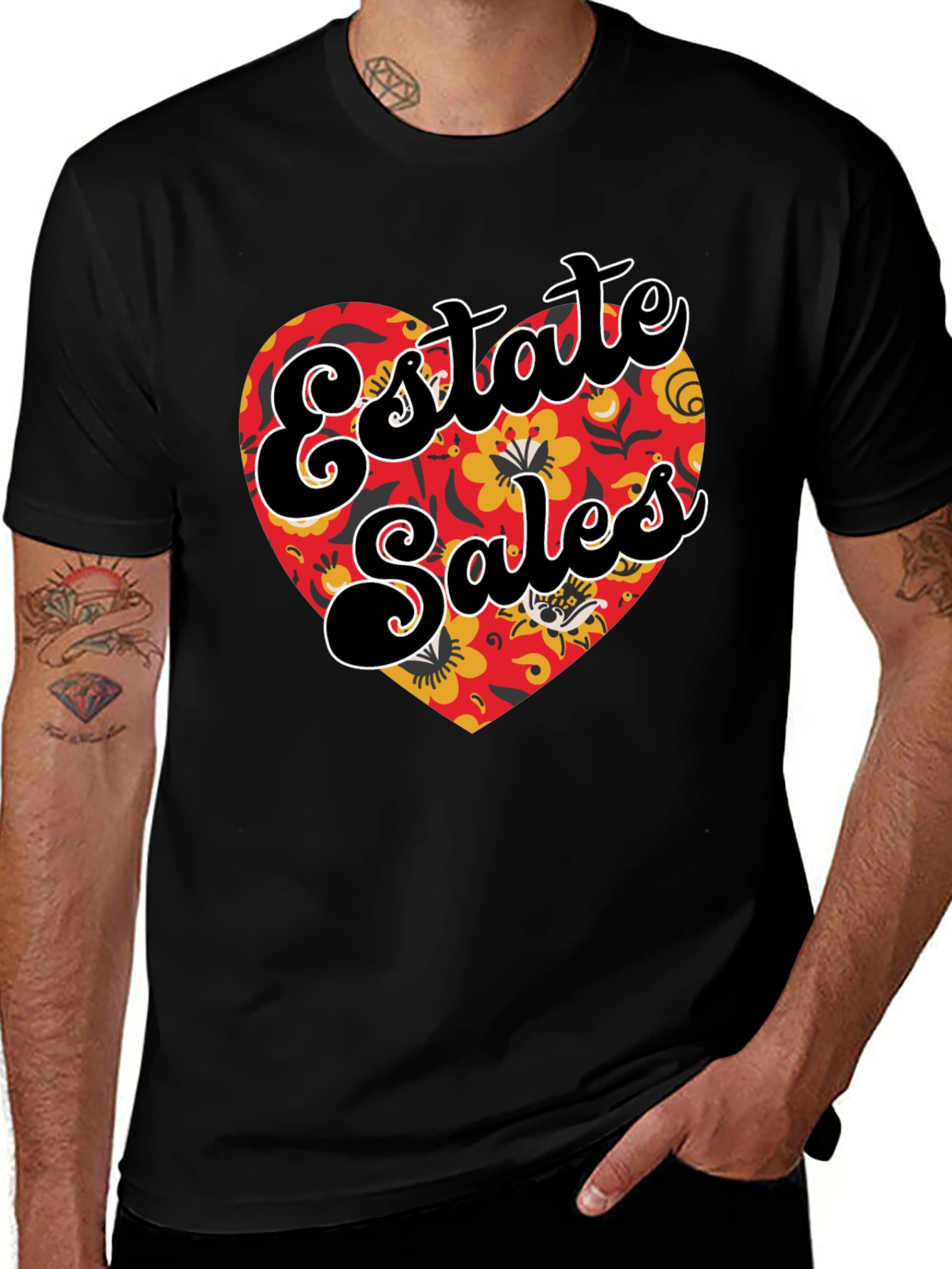 Variant 2 of Estate Sales Floral Heart Graphic T-Shirt