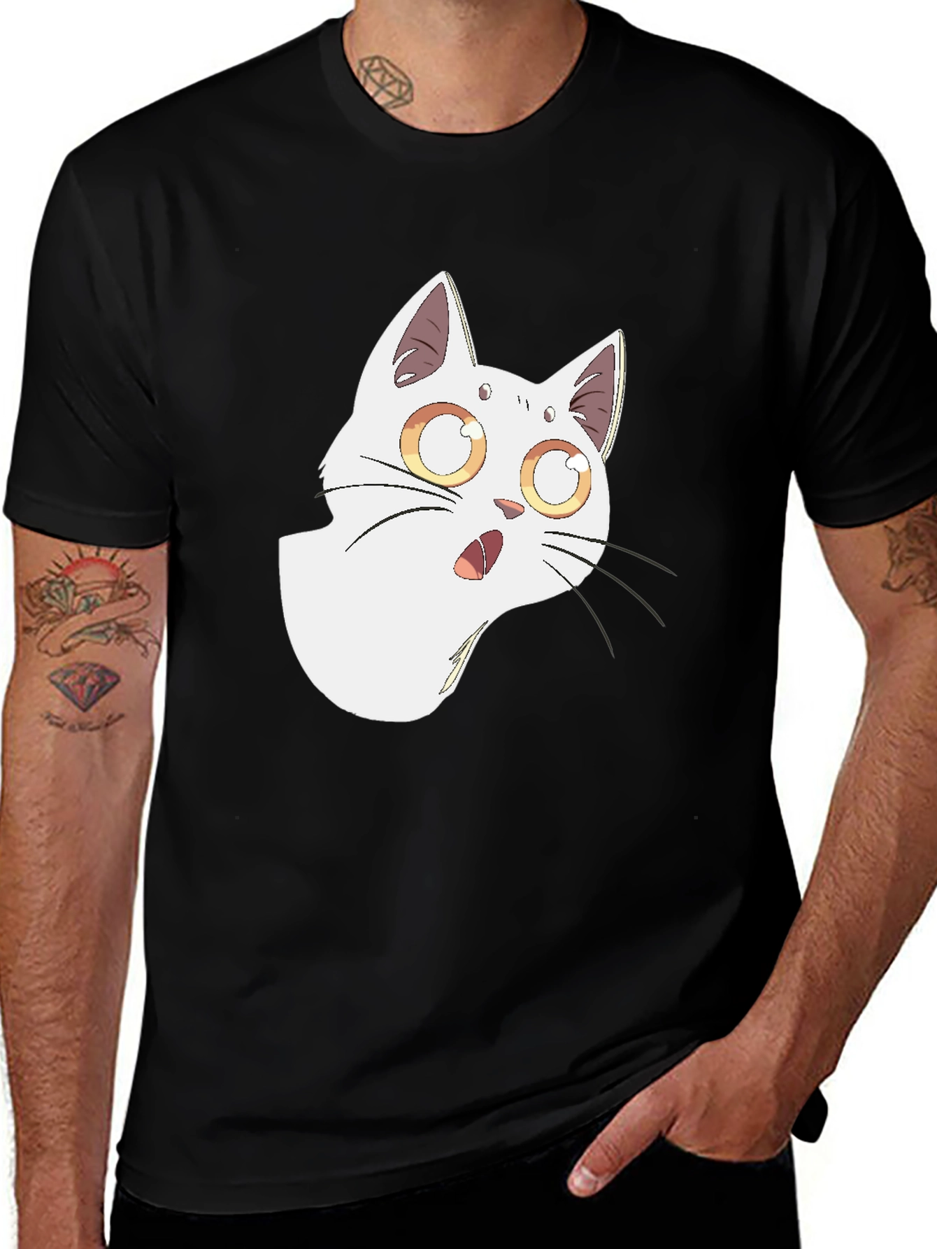 Variant 28 of Anime Cat Graphic Black T-Shirt