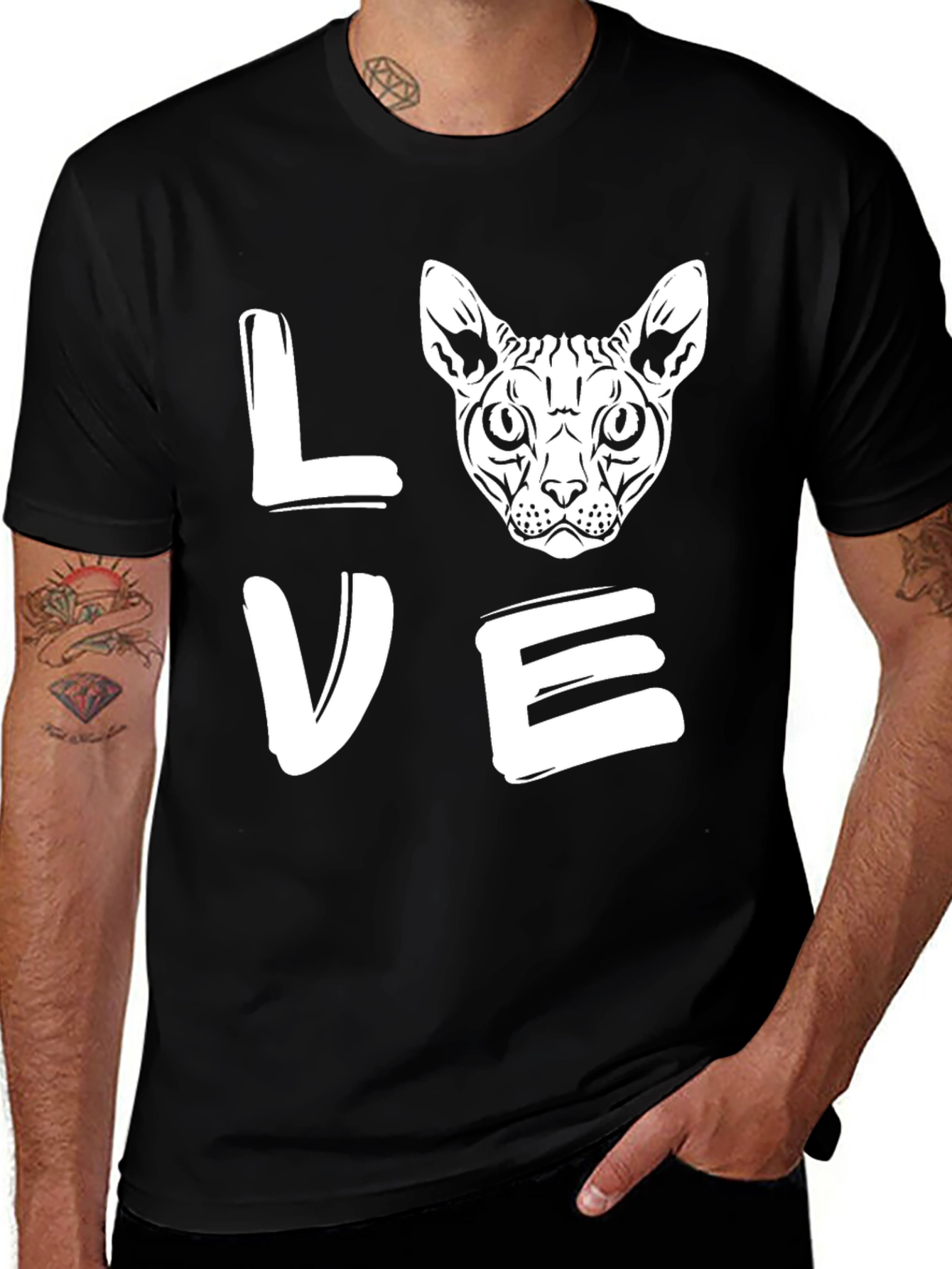 Variant 25 of Love Cat T-Shirt - Black Graphic Tee for Cat Lovers