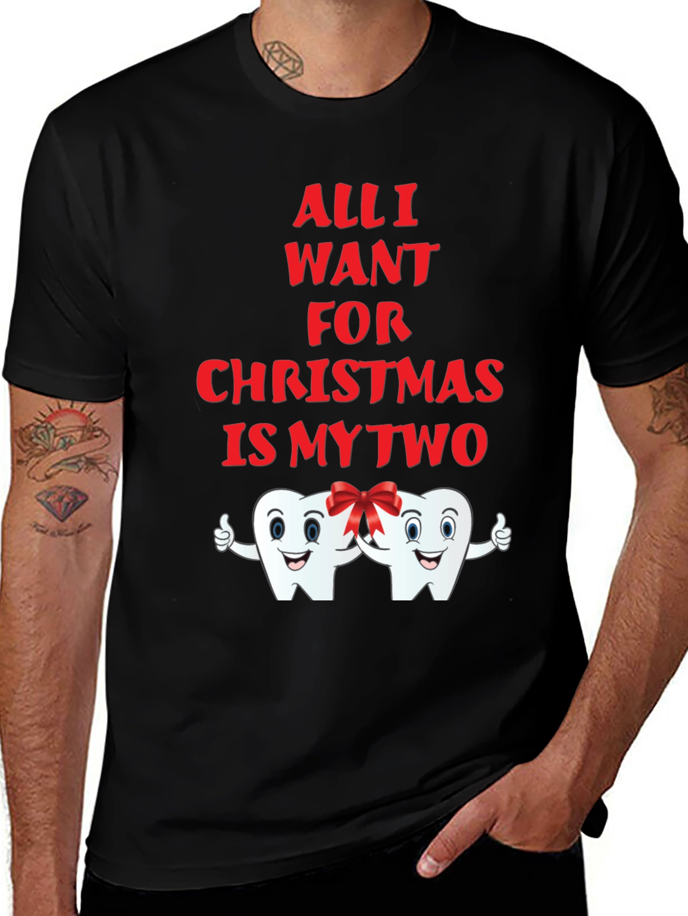 Variant 3 of Funny Dental Christmas T-Shirt - All I Want Is My Two Teeth