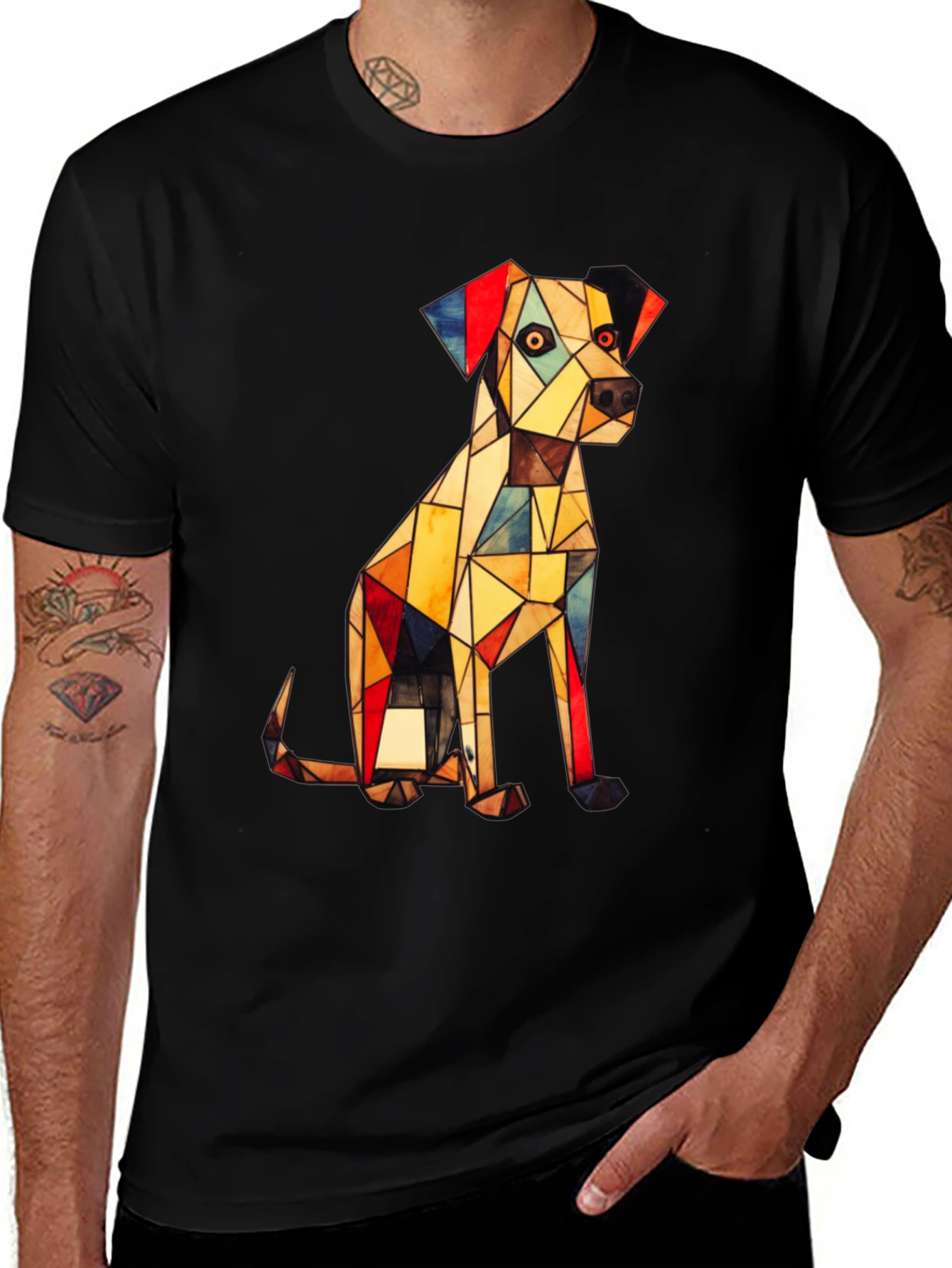 Variant 14 of Geometric Dog Graphic T-Shirt