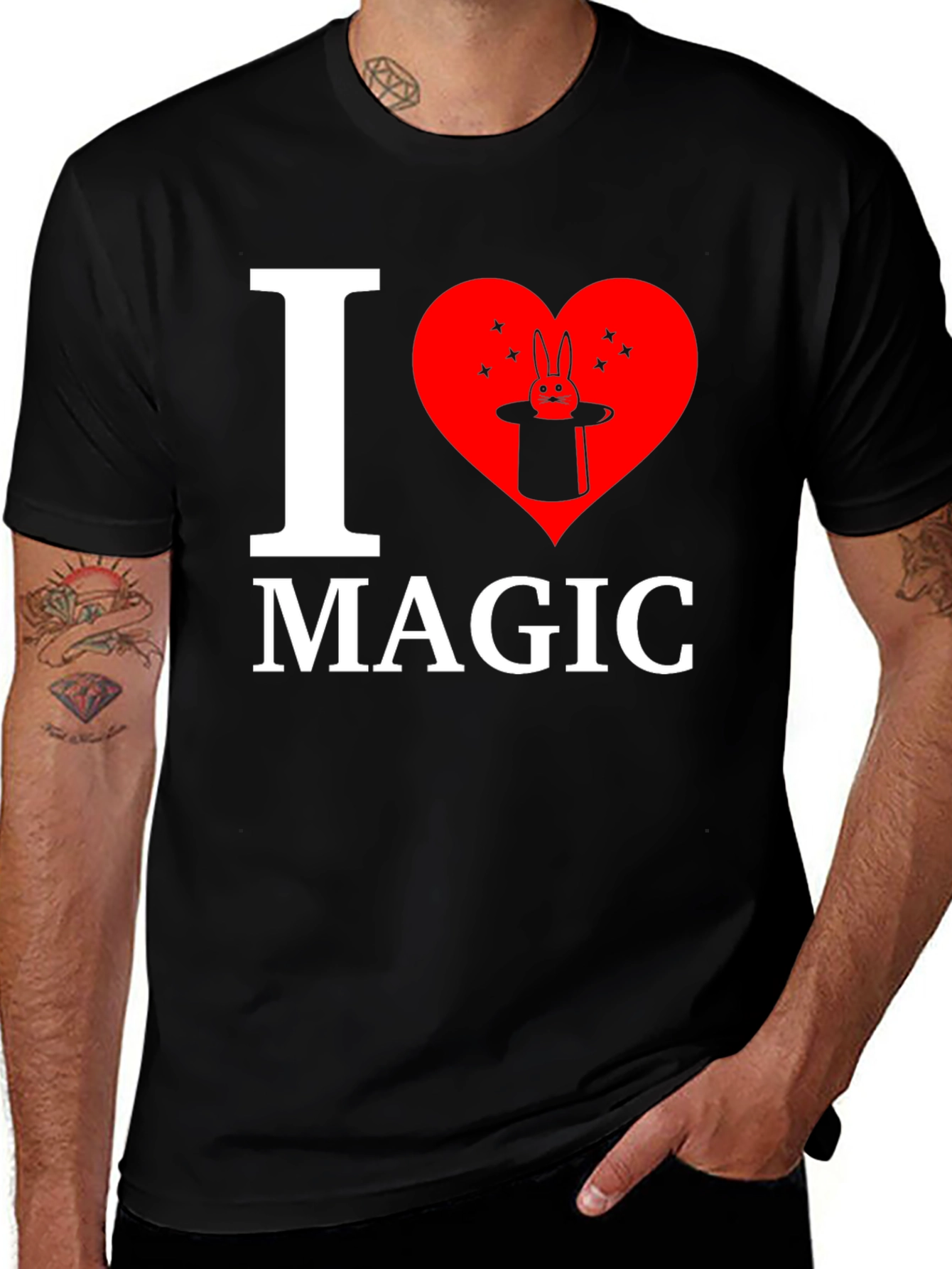Variant 28 of I Love Magic T-Shirt, Rabbit in Hat Design
