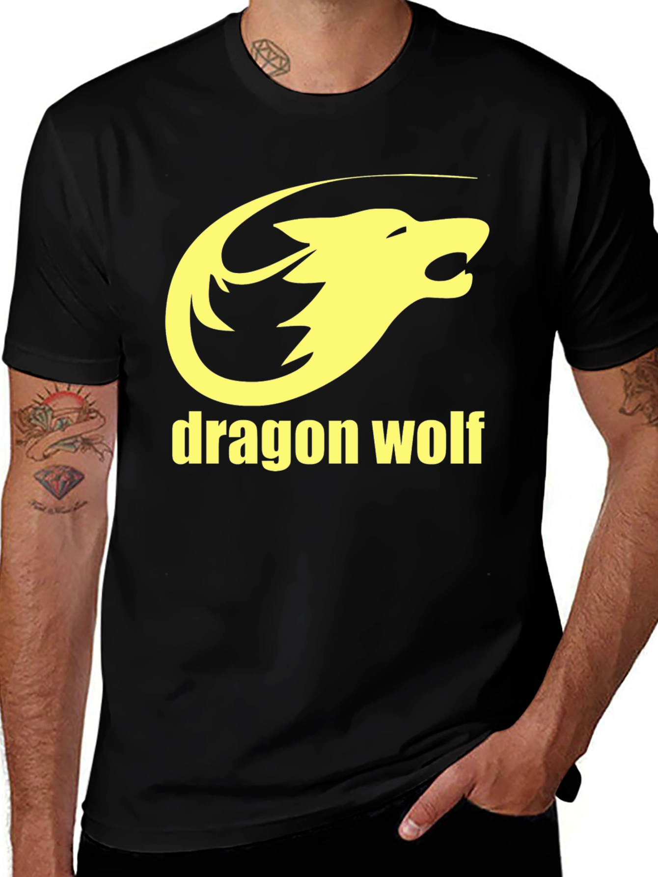 Variant 28 of Dragon Wolf Graphic Tee - Bold Black T-Shirt