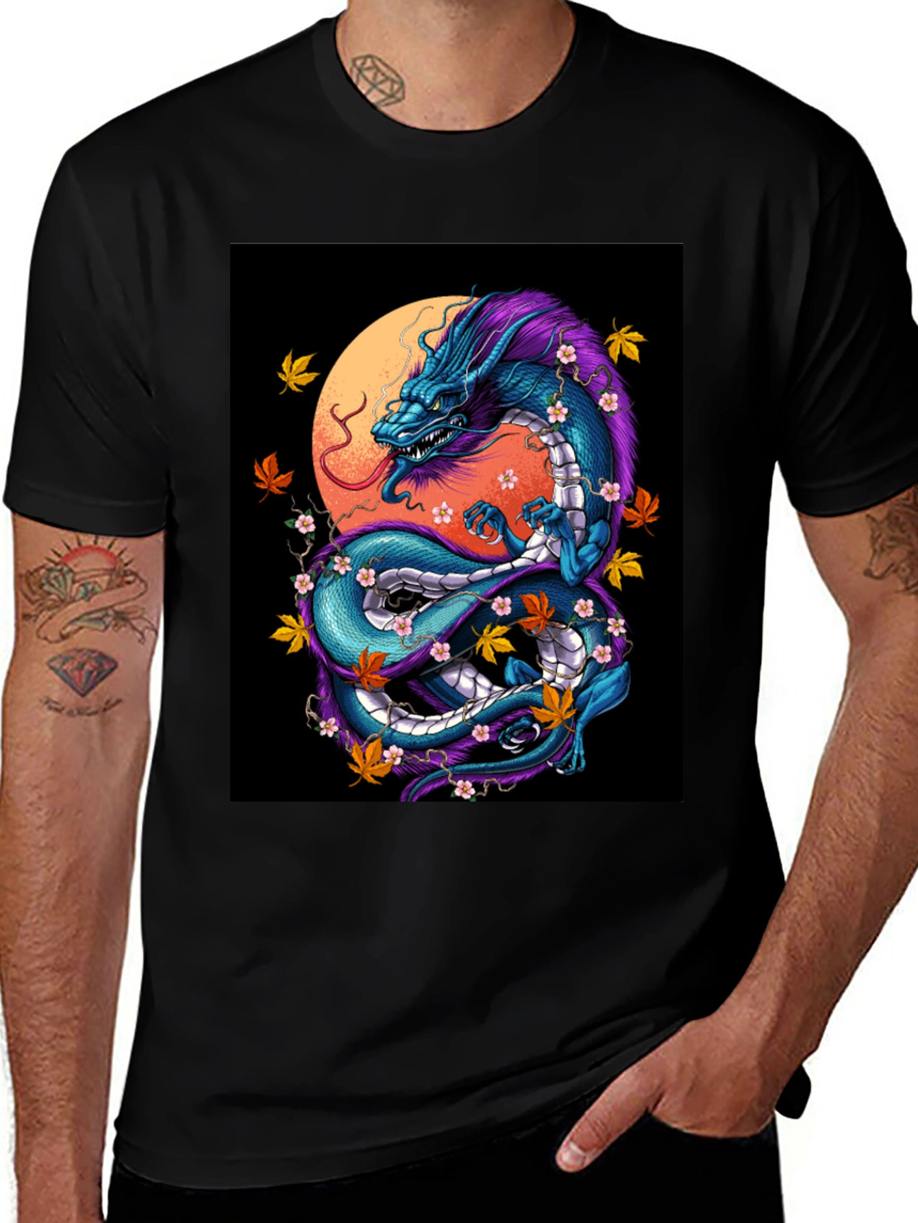 Variant 16 of Dragon Graphic Tee - Men's Black T-Shirt