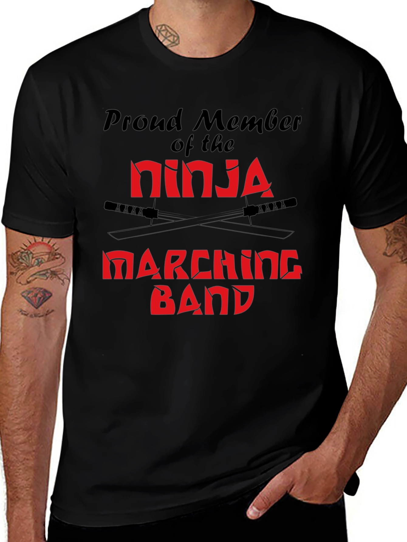 Variant 18 of Ninja Marching Band Black T-Shirt
